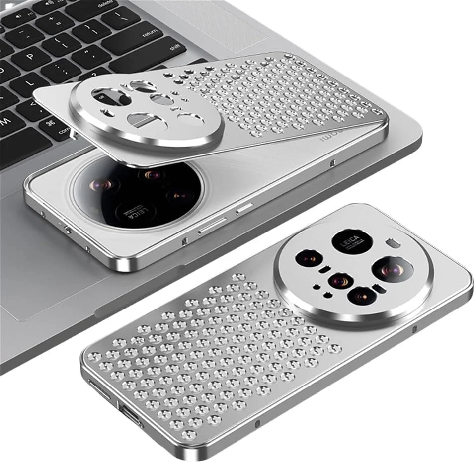 کاور آلومینیومی دفع حرارت برای شیائومی 15 اولترا، کاور فلزی ضد ضربه و ضد خش لانه زنبوری لوکس AZONEE (نقره ای)