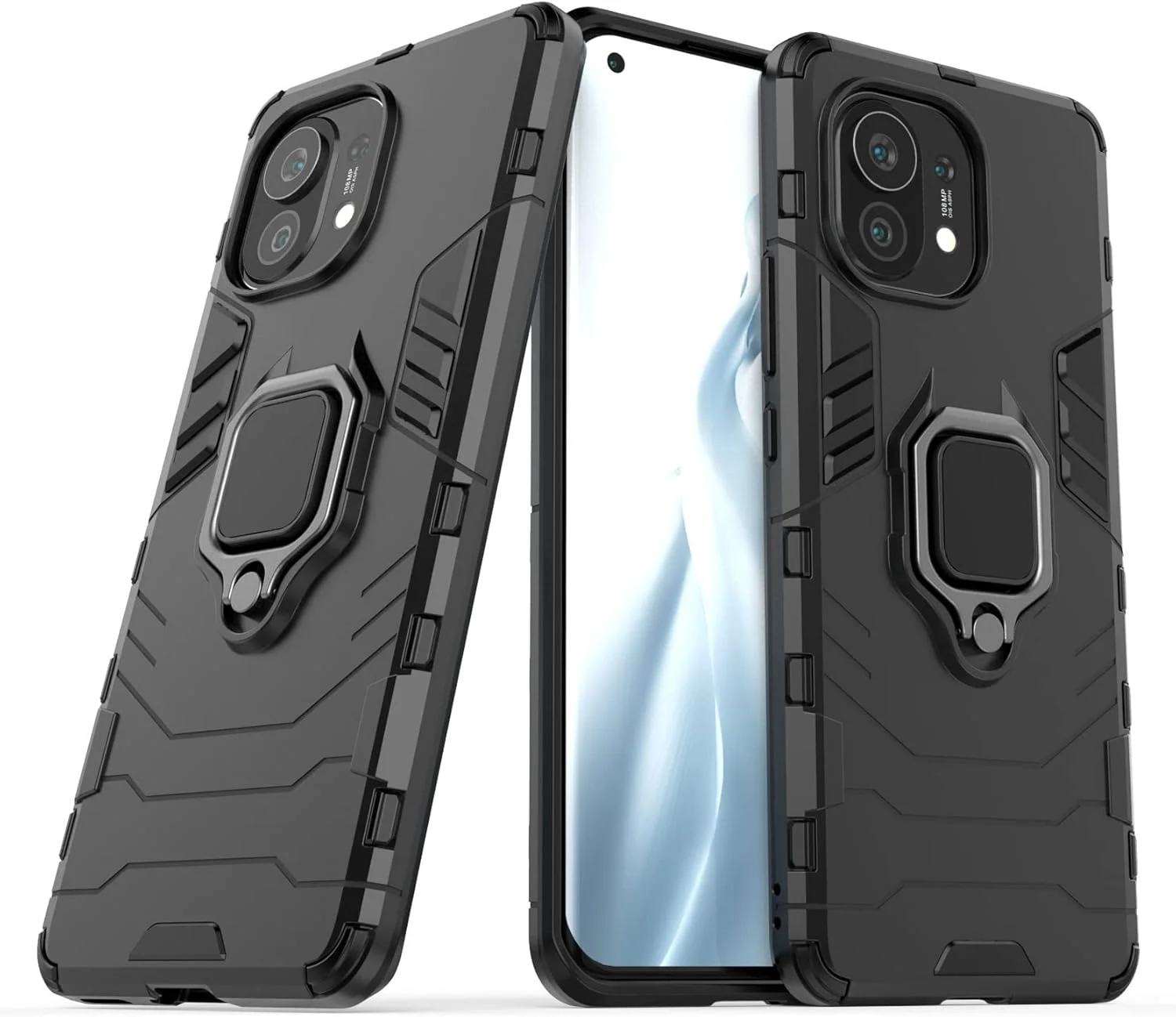 قاب محافظ شیائومی می 11 5G، کاور محافظ زرهی ضد ضربه و مقاوم با پایه تاشو، مشکی