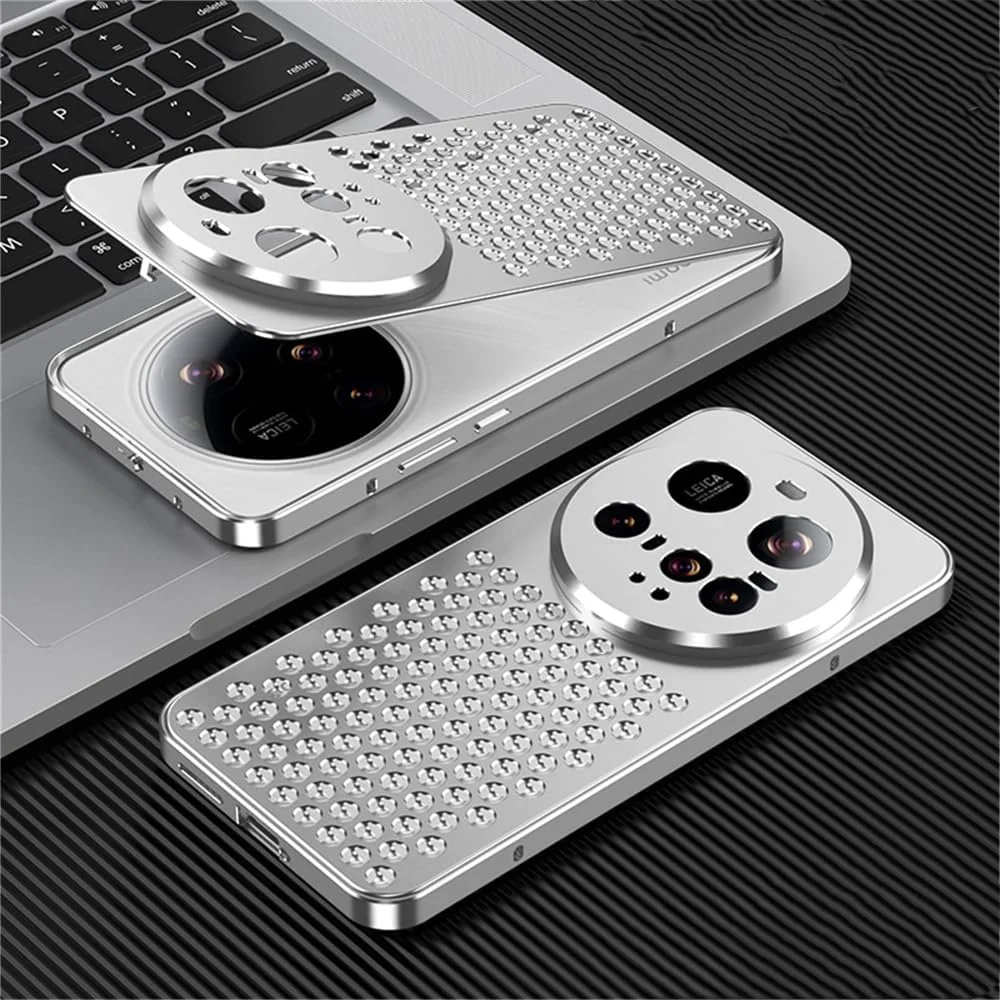 کاور آلومینیومی دفع حرارت برای شیائومی 15 اولترا، کاور فلزی ضد ضربه و ضد خش لانه زنبوری لوکس AZONEE (نقره ای)