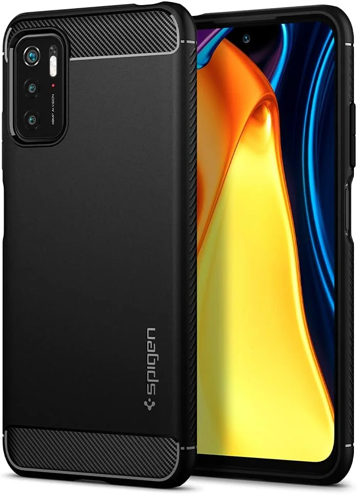 کاور محافظ ضد ضربه Spigen Rugged Armor مناسب برای گوشی شیائومی Poco M3 Pro 5G و ردمی نوت 10 5G - مشکی مات
