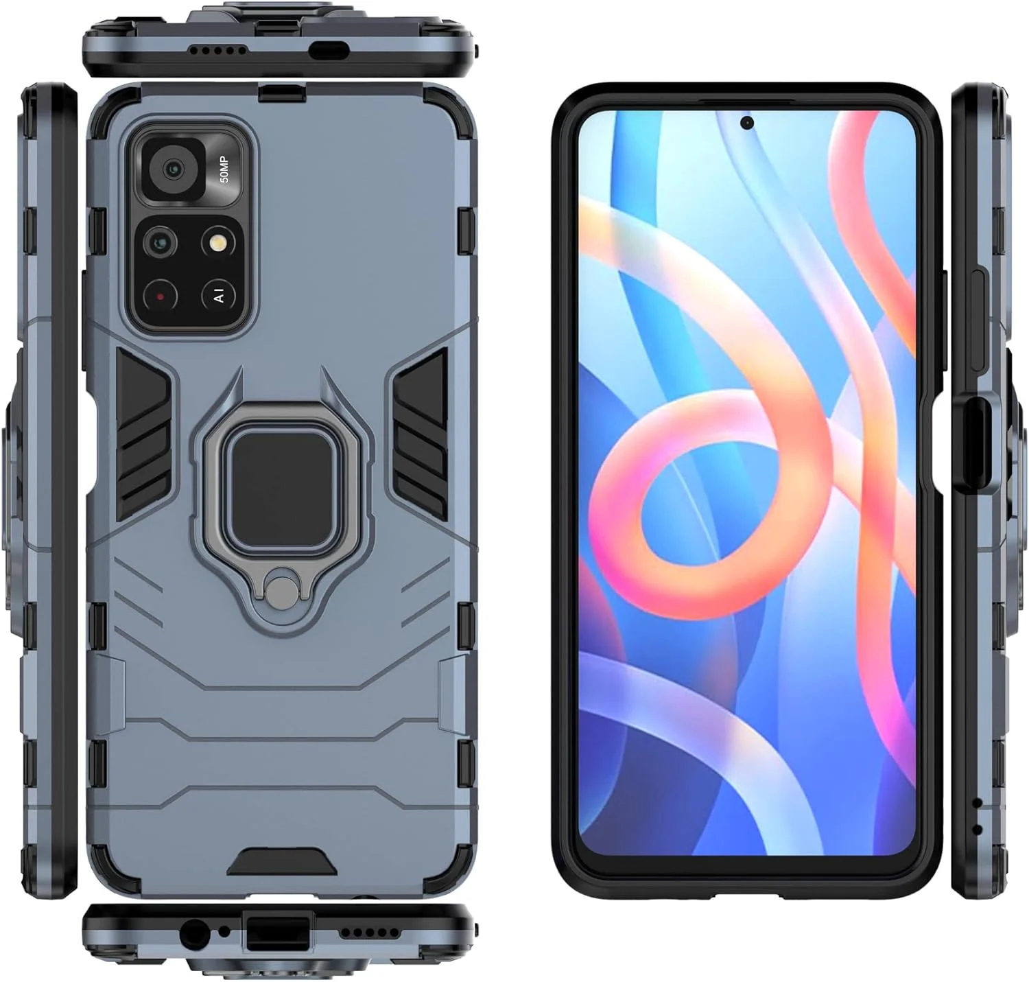 کاور محافظ دو لایه 2ndSpring برای گوشی شیائومی پوکو M4 پرو 5G / ردمی نوت 11، ضد ضربه و مقاوم با استند