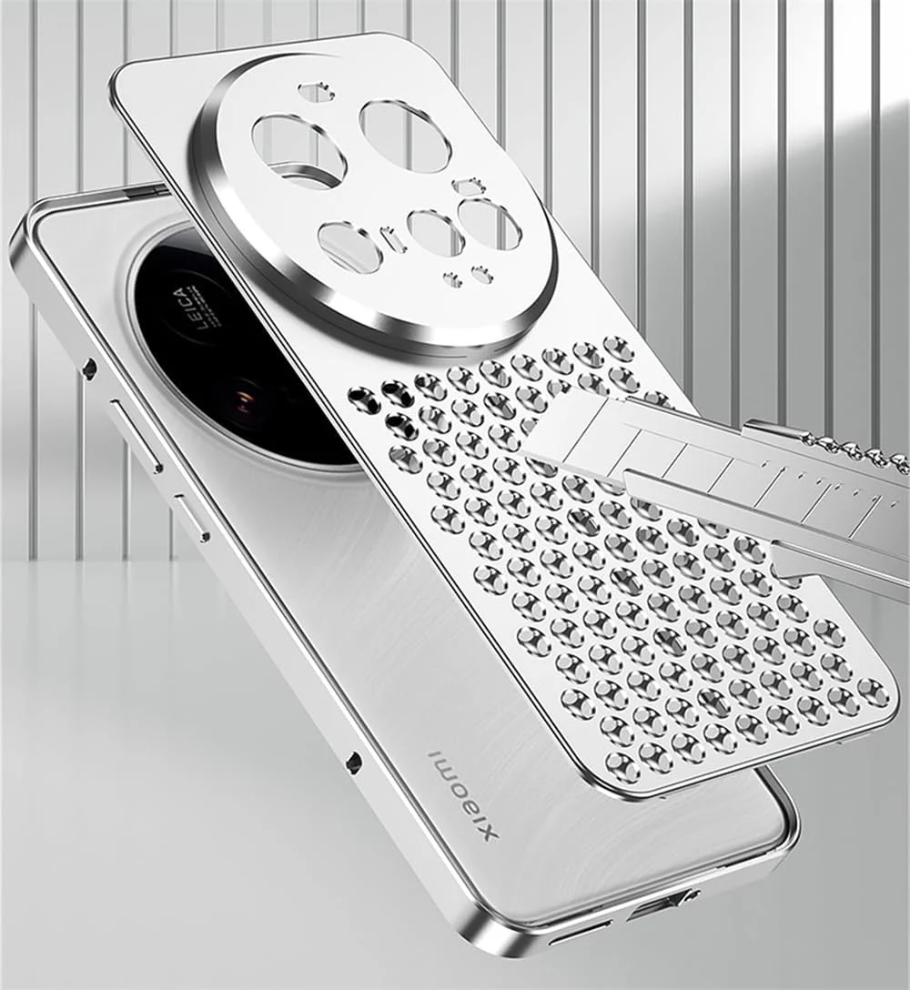 کاور آلومینیومی دفع حرارت برای شیائومی 15 اولترا، کاور فلزی ضد ضربه و ضد خش لانه زنبوری لوکس AZONEE (نقره ای)