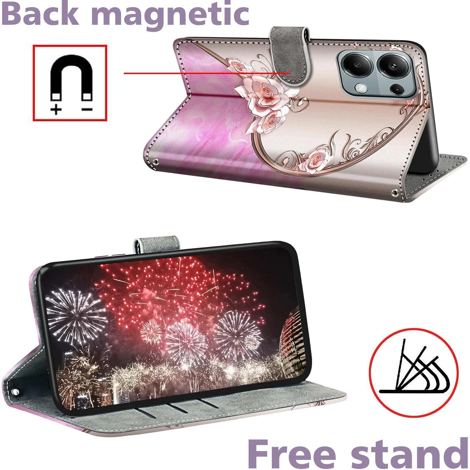 کیف موبایل PHINIENLAND برای گوشی شیائومی Redmi Note 14 Pro/Note 14 Pro Plus، کیف چرمی ممتاز تاشو با جای کارت مغناطیسی و عملکرد استند، محافظ سازگار با Redmi Note 14