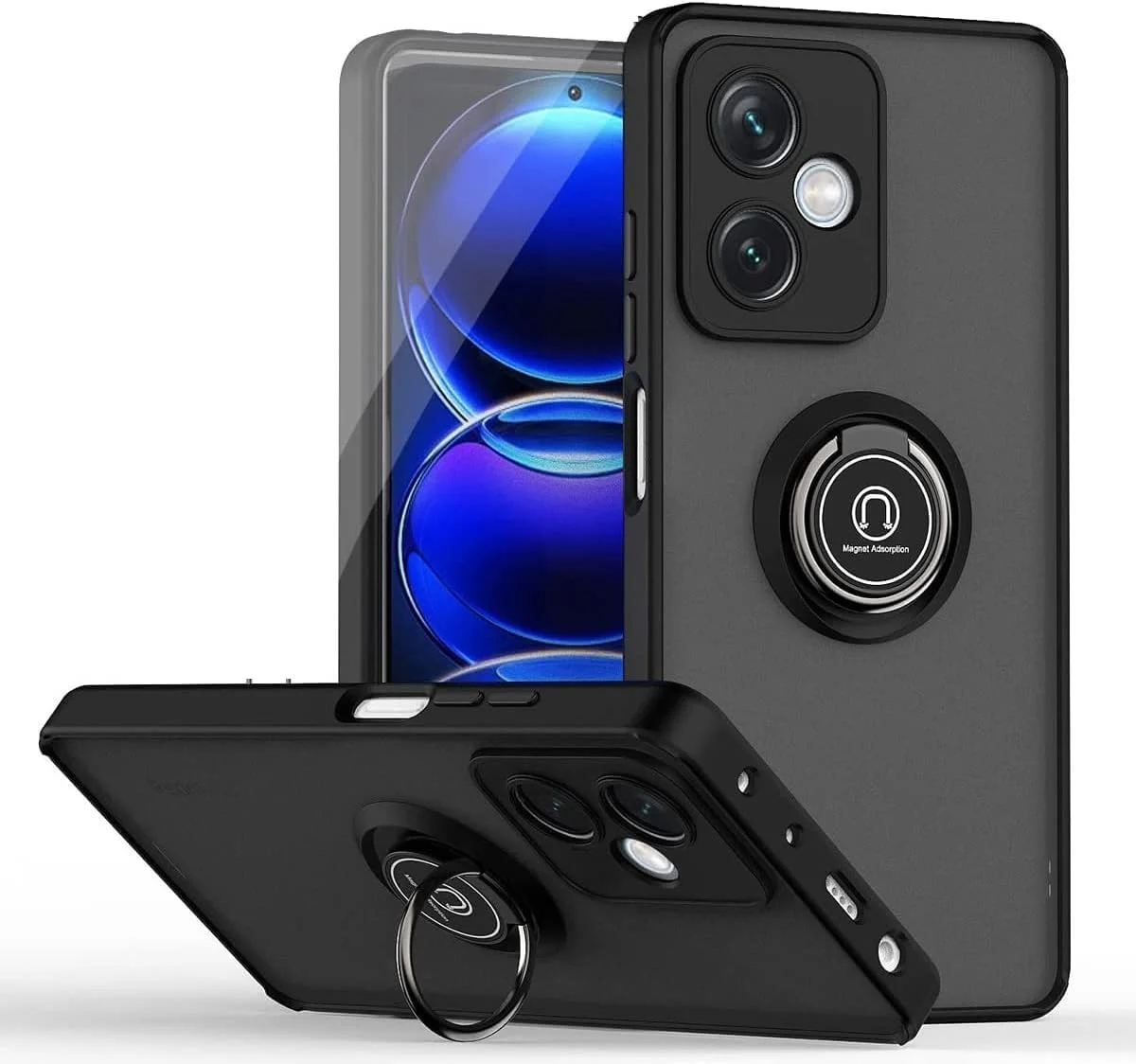 کاور محافظ سیلیکونی انعطاف پذیر شیائومی ردمی نوت 12، محافظت از دوربین، نازک، نیمه شفاف، ضد ضربه، پوشش مات پشتی با پایه نگهدارنده مغناطیسی حلقه ای چرخان 360 درجه مناسب برای ردمی نوت 12 5G (مشکی) کاور محافظ سیلیکونی انعطاف پذیر شیائومی ردمی نوت 12، محافظت از دوربین، نازک، نیمه شفاف، ضد ضربه، پوشش مات پشتی با پایه نگهدارنده مغناطیسی حلقه ای چرخان 360 درجه مناسب برای ردمی نوت 12 5G (مشکی)