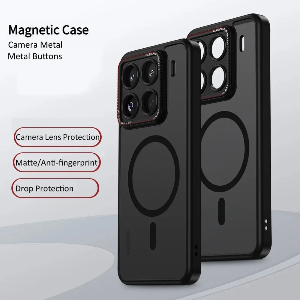 قاب مغناطیسی Gruattreay سازگار با Xiaomi 15 Pro، کاور پشتی نیمه شفاف مات سبک وزن، محافظت از لنز دوربین، ضد ضربه، کاور محافظ برای Mi 15 Pro (مشکی)