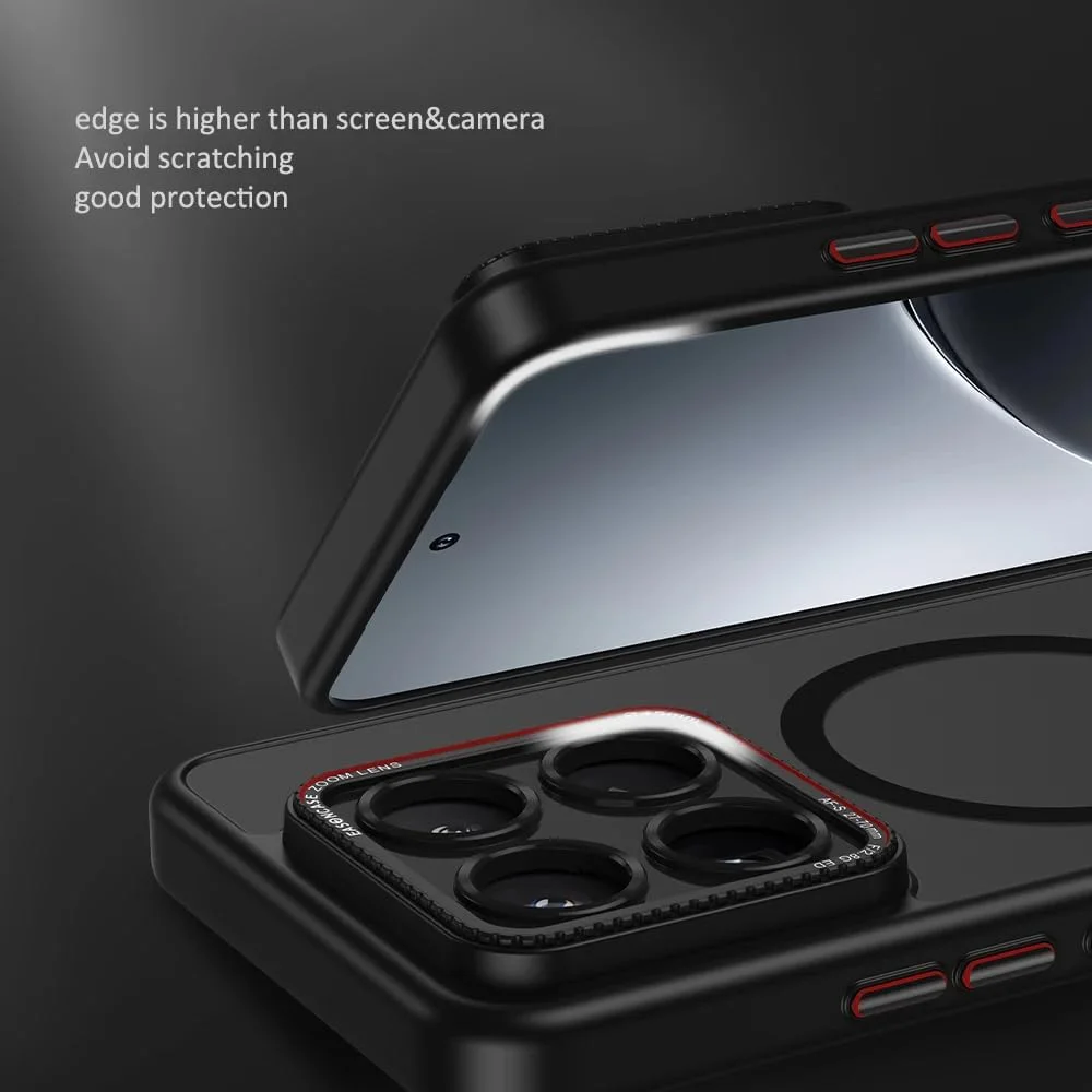 قاب مغناطیسی Gruattreay سازگار با Xiaomi 15 Pro، کاور پشتی نیمه شفاف مات سبک وزن، محافظت از لنز دوربین، ضد ضربه، کاور محافظ برای Mi 15 Pro (مشکی)