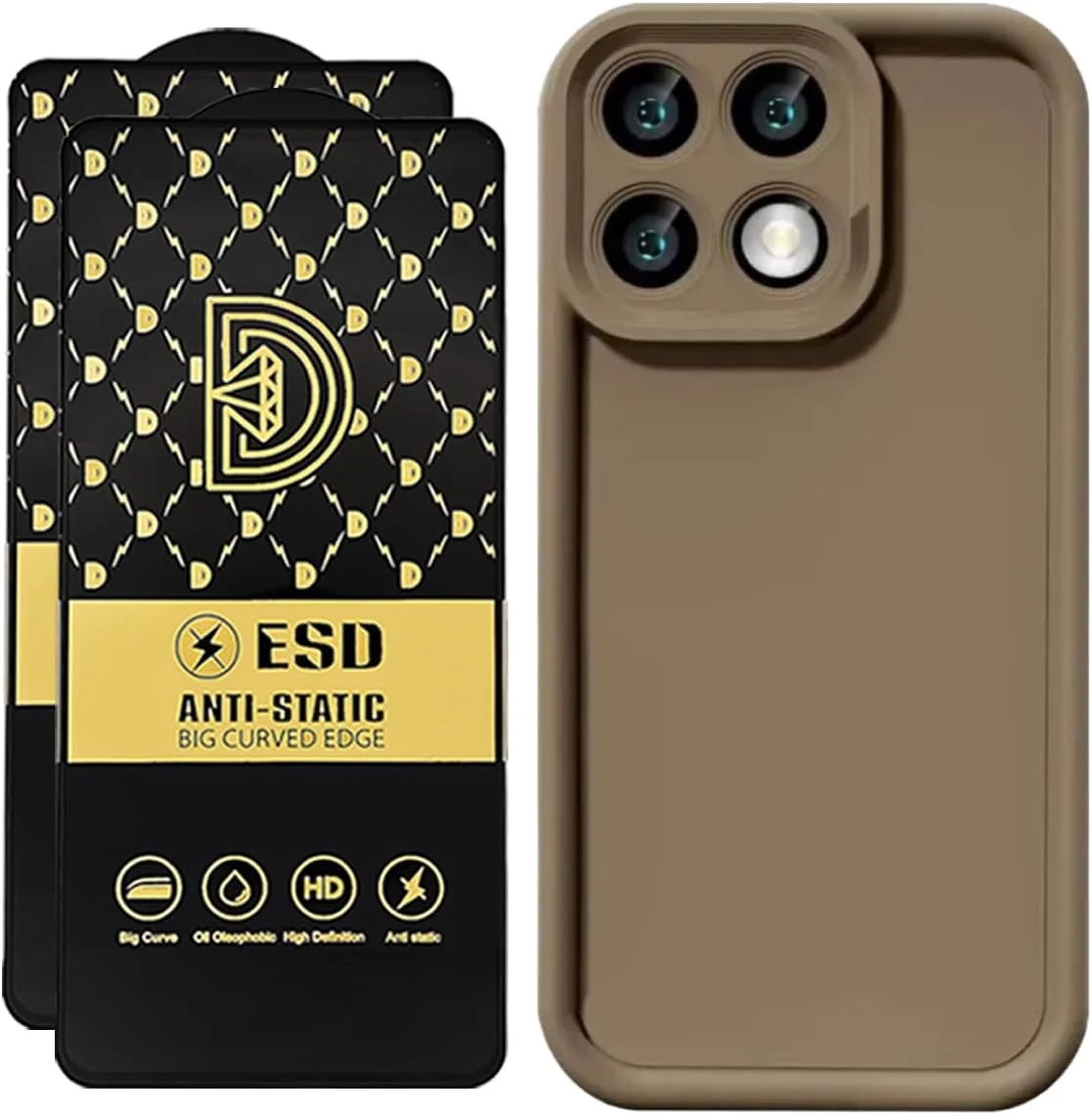 قاب محافظ گوشی شیائومی Mi 13T / 13T Pro به همراه محافظ صفحه نمایش شیشه ای [2 عدد] ، قاب سیلیکونی ضد ضربه، محافظت نظامی، ضد لغزش شیائومی 13T / 13T Pro مدل SiliPuffer (قهوه ای، 13T/13TPro+2Glass)