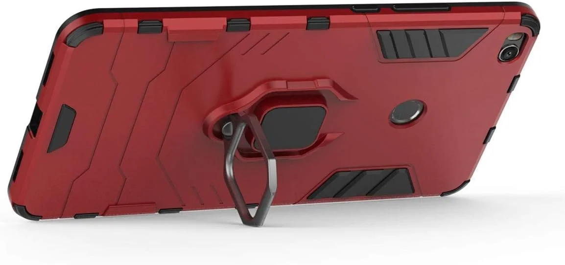 قاب محافظ گوشی شیائومی می مکس 2، با حلقه فلزی، پایه نگهدارنده، ضد ضربه، لایه سخت محافظ (سازگار با هولدر مغناطیسی خودرو)، دو لایه، مقاوم برای شیائومی می مکس 2 (قرمز) قاب محافظ گوشی شیائومی می مکس 2، با حلقه فلزی، پایه نگهدارنده، ضد ضربه، لایه سخت محافظ (سازگار با هولدر مغناطیسی خودرو)، دو لایه، مقاوم برای شیائومی می مکس 2 (قرمز)