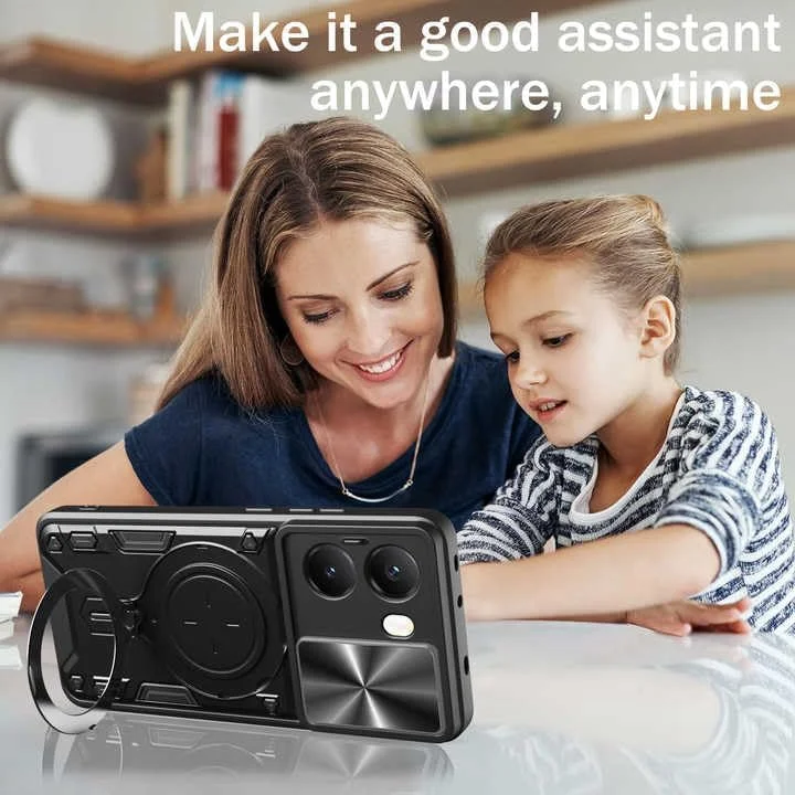 قاب گوشی شیائومی پوکو X7 پرو 5G با بند سیلیکونی، محافظ صفحه نمایش پوکو X7 پرو [2 عدد]، محافظت در برابر سقوط نظامی، پایه فلزی، پوشش X7Pro با حلقه مغناطیسی (مشکی، X7Pro+شیشه(2 عدد))