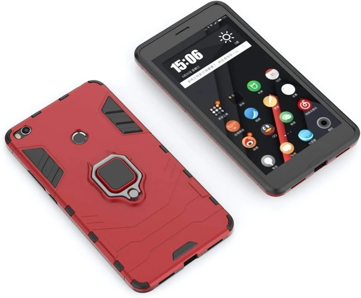 قاب محافظ گوشی شیائومی می مکس 2، با حلقه فلزی، پایه نگهدارنده، ضد ضربه، لایه سخت محافظ (سازگار با هولدر مغناطیسی خودرو)، دو لایه، مقاوم برای شیائومی می مکس 2 (قرمز) قاب محافظ گوشی شیائومی می مکس 2، با حلقه فلزی، پایه نگهدارنده، ضد ضربه، لایه سخت محافظ (سازگار با هولدر مغناطیسی خودرو)، دو لایه، مقاوم برای شیائومی می مکس 2 (قرمز)