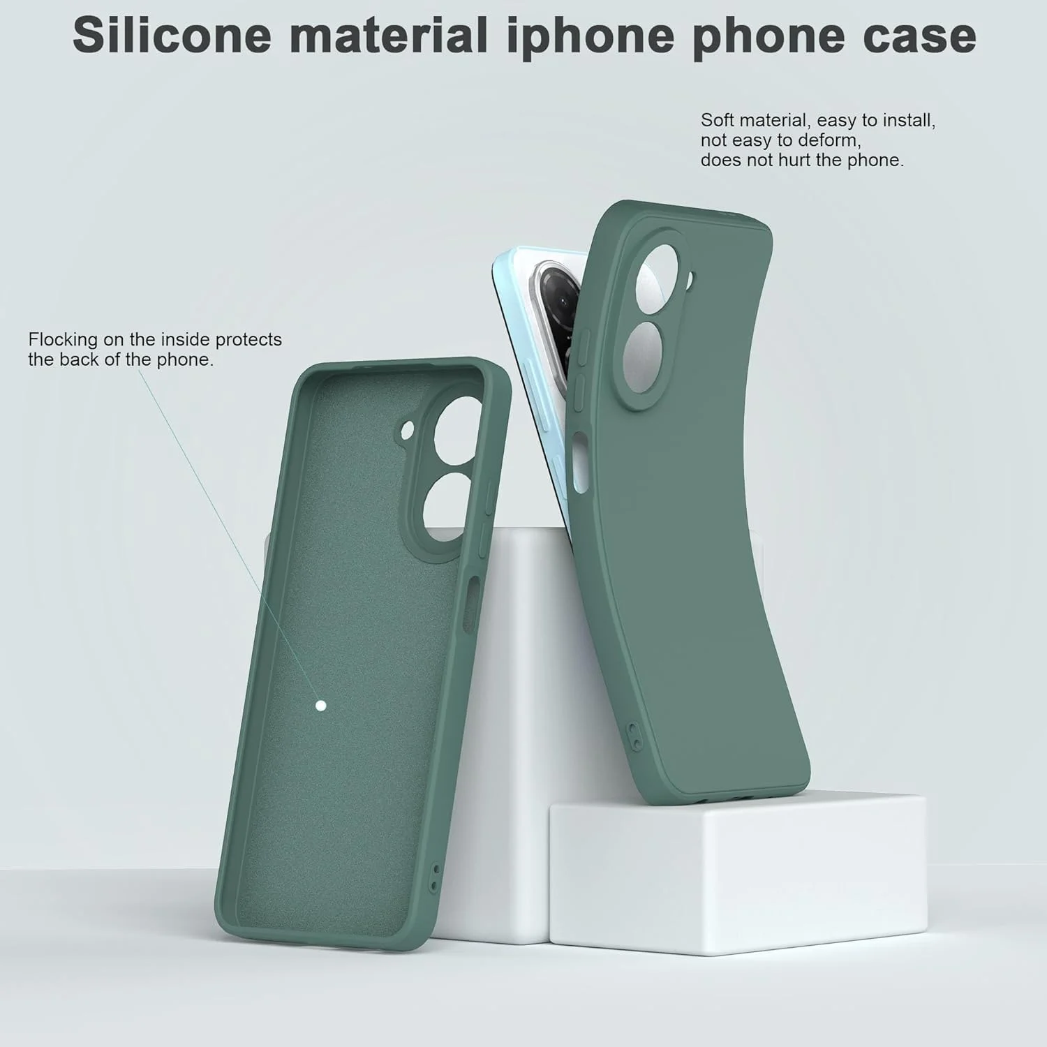 قاب سیلیکونی برای ردمی A5 4G، کاور گوشی نرم و ضد ضربه و ضد گرد و غبار TPU با محافظ صفحه نمایش (سبز)