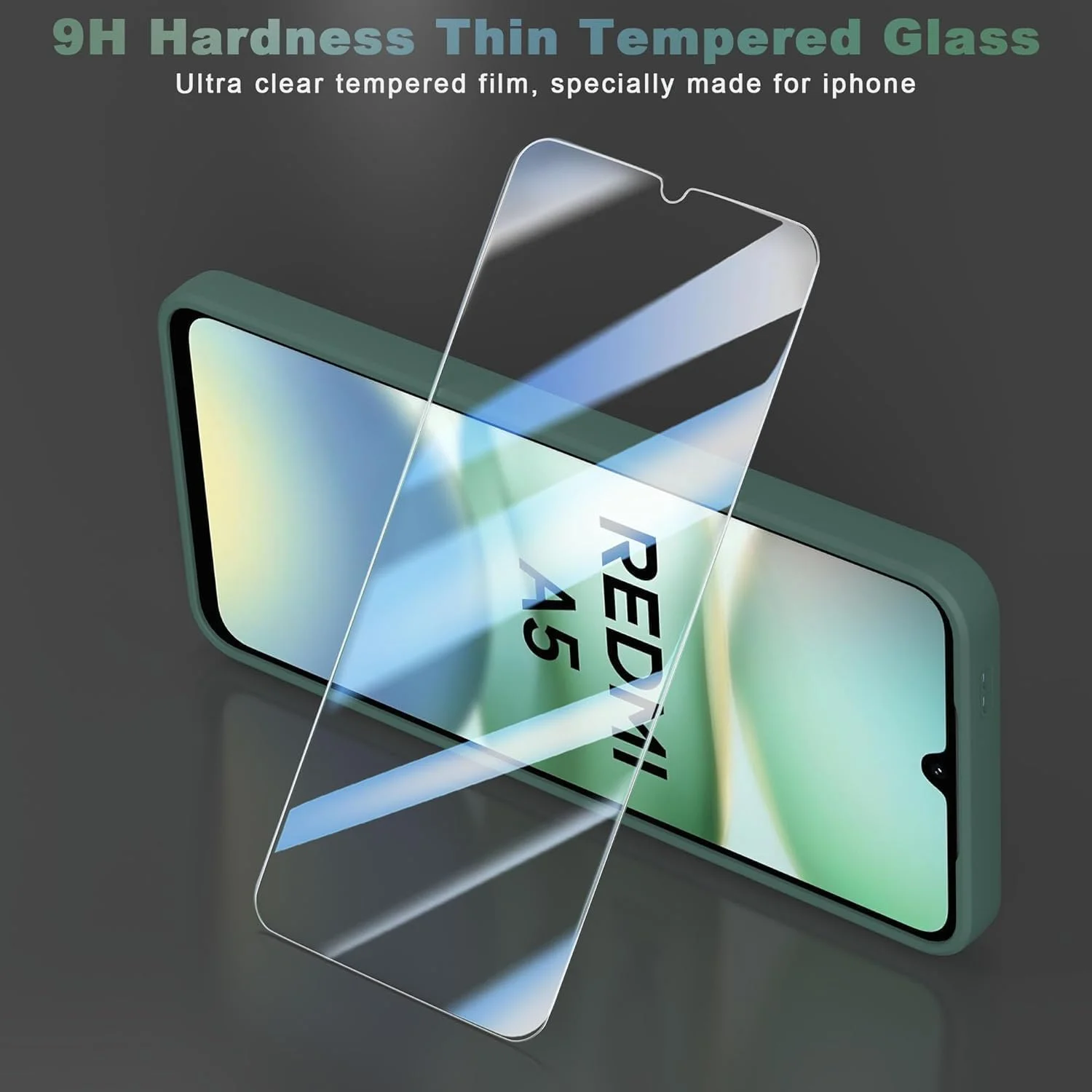 قاب سیلیکونی برای ردمی A5 4G، کاور گوشی نرم و ضد ضربه و ضد گرد و غبار TPU با محافظ صفحه نمایش (سبز)