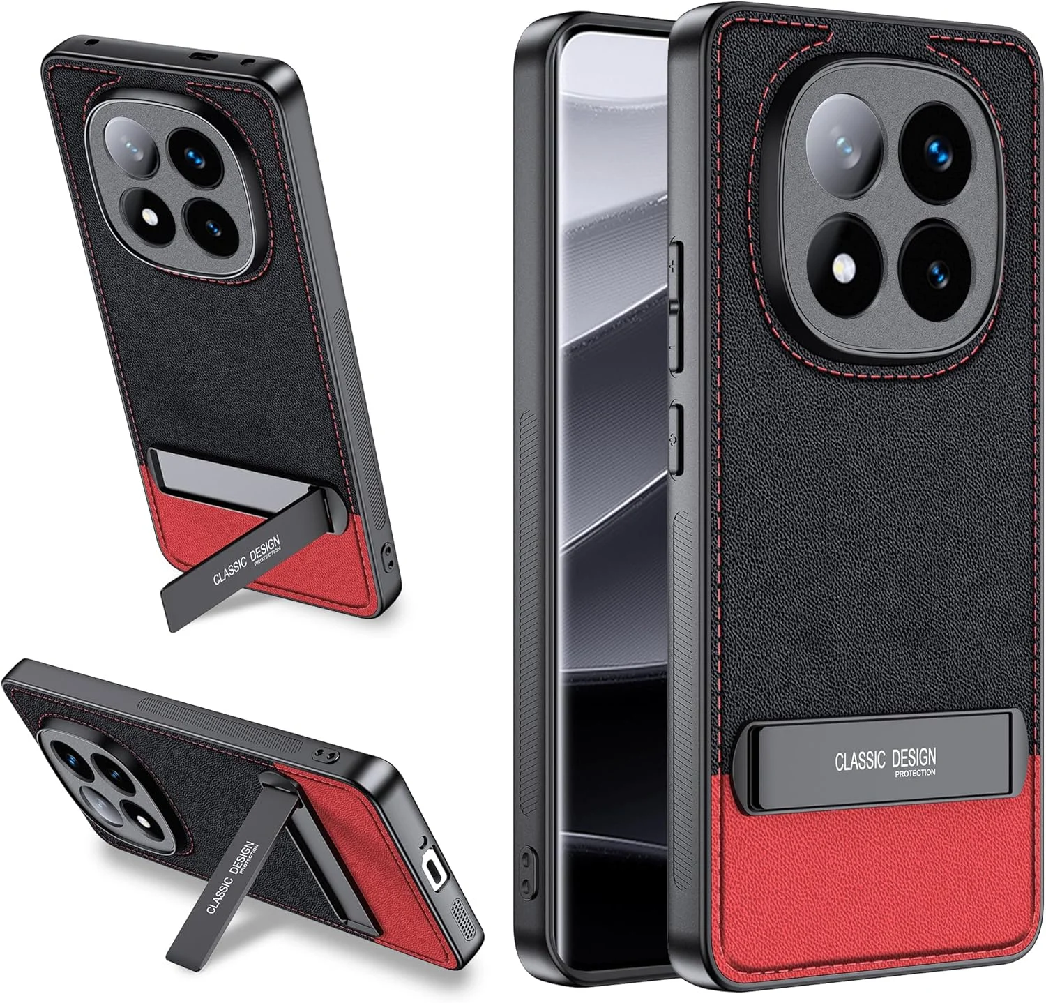 قاب گوشی ردمی نوت ۱۴ پرو پلاس 5G: استند تاشو، برش های دقیق، محافظت در برابر سقوط، چرم PU، قرمز قاب گوشی ردمی نوت ۱۴ پرو پلاس 5G: استند تاشو، برش های دقیق، محافظت در برابر سقوط، چرم PU، قرمز