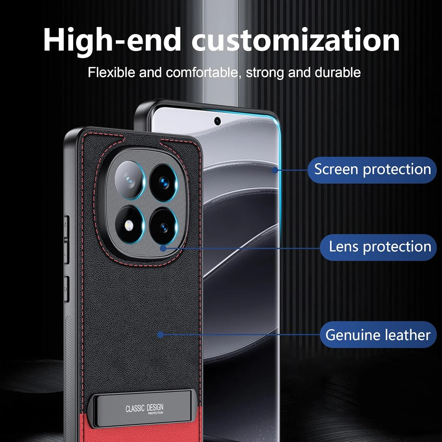 قاب گوشی ردمی نوت ۱۴ پرو پلاس 5G: استند تاشو، برش های دقیق، محافظت در برابر سقوط، چرم PU، قرمز قاب گوشی ردمی نوت ۱۴ پرو پلاس 5G: استند تاشو، برش های دقیق، محافظت در برابر سقوط، چرم PU، قرمز