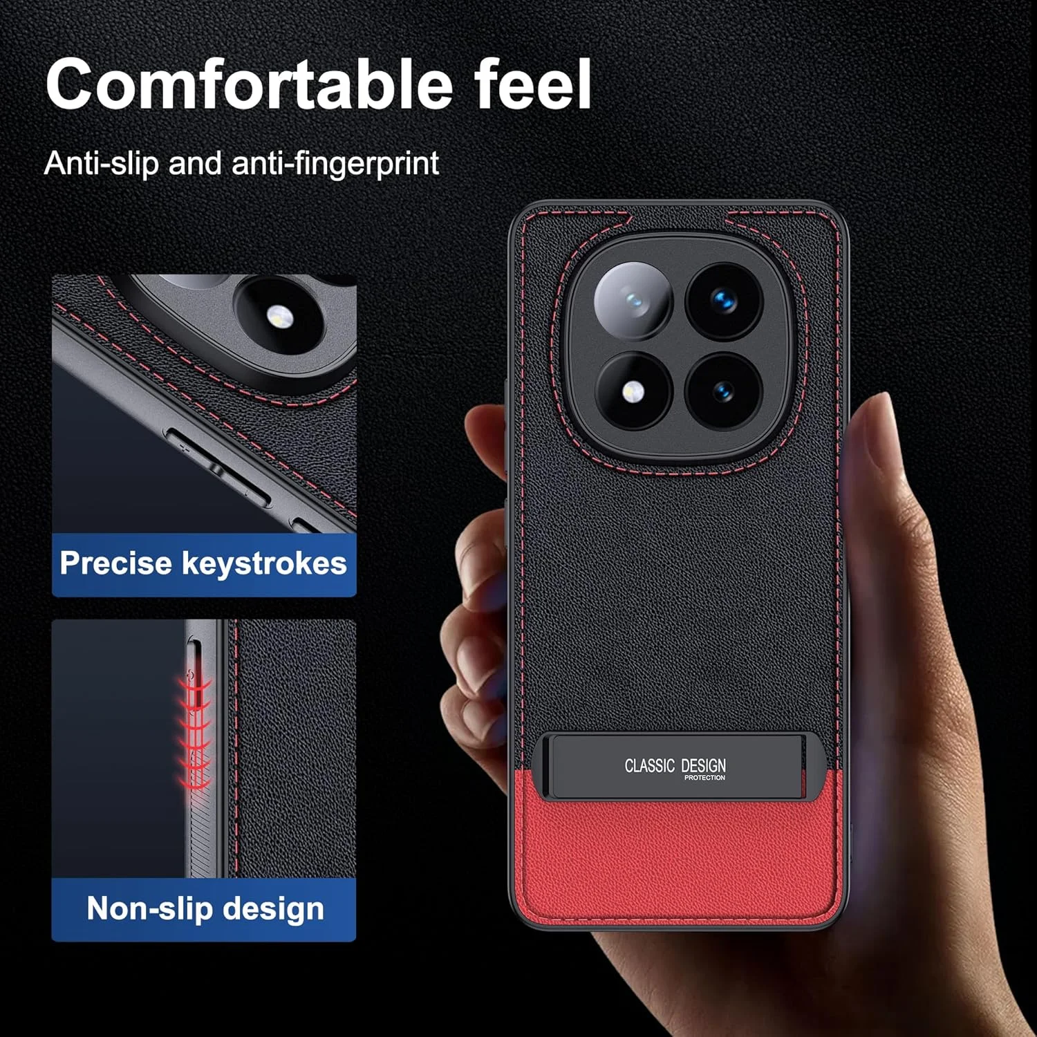 قاب گوشی ردمی نوت ۱۴ پرو پلاس 5G: استند تاشو، برش های دقیق، محافظت در برابر سقوط، چرم PU، قرمز قاب گوشی ردمی نوت ۱۴ پرو پلاس 5G: استند تاشو، برش های دقیق، محافظت در برابر سقوط، چرم PU، قرمز