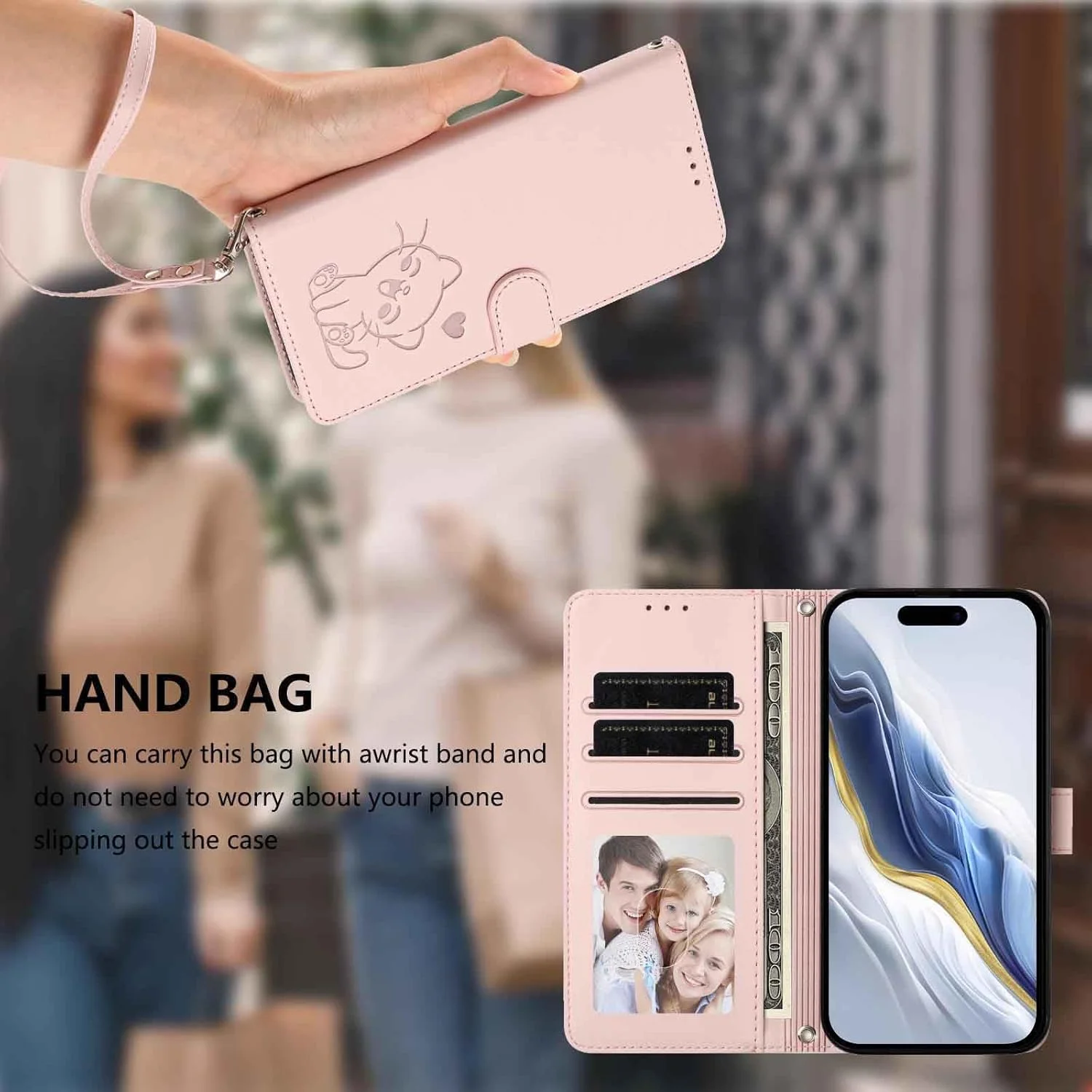 کیف پول موبایل برای شیائومی 13T Pro 5G، کیف آهنربایی با طرح گربه زیبا، روکش چرمی TPU، کیف های ضد ضربه و جای کارت - سبز تیره