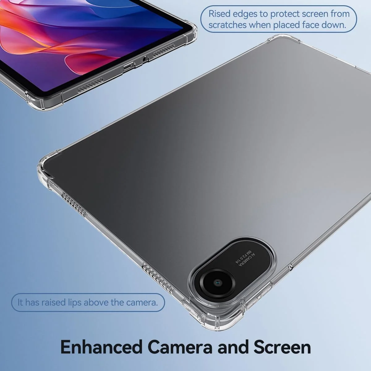 قاب محافظ شفاف تِرسِلی سازگار با شیائومی ردمی پد 2 11 اینچ - ضد ضربه، پوشش انعطاف پذیر، پوسته محافظ TPU شفاف ضد خش برای شیائومی ردمی پد 2