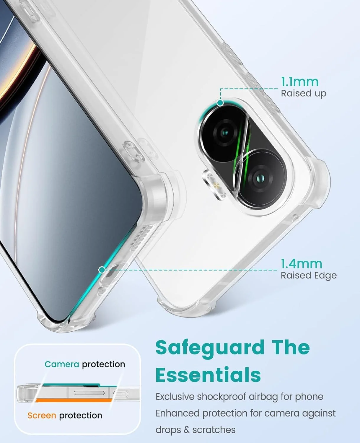 کاور محافظ ژله ای شفاف و نرم Zubitech سازگار با گوشی های شیائومی Poco F7 / Redmi Turbo 4 Pro، سبک و مقاوم در برابر ضربه، با محافظت از دوربین