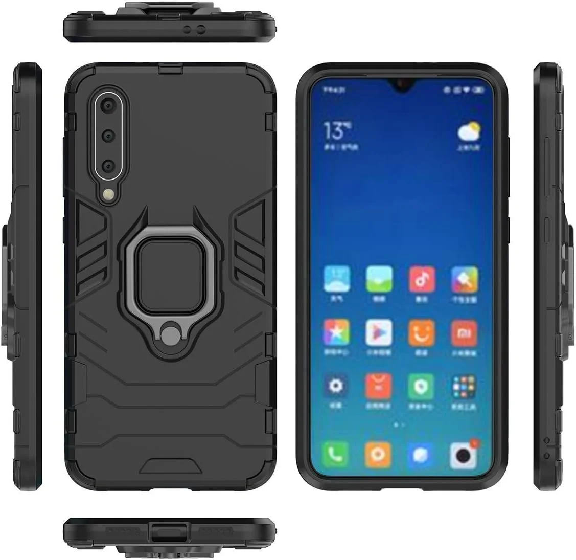 قاب محافظ گوشی شیائومی Mi 9 SE، حلقه فلزی، استند، ضد ضربه، لایه سخت، سازگار با پایه مغناطیسی خودرو، دو لایه، مقاوم - مشکی قاب محافظ گوشی شیائومی Mi 9 SE، حلقه فلزی، استند، ضد ضربه، لایه سخت، سازگار با پایه مغناطیسی خودرو، دو لایه، مقاوم - مشکی