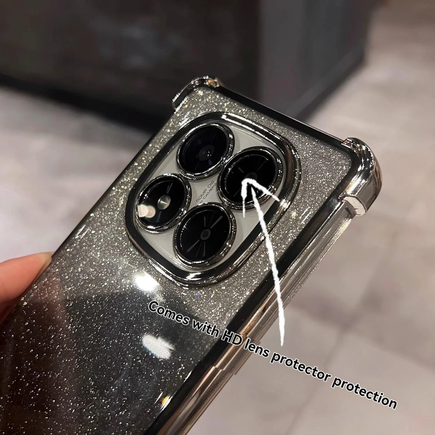 قاب محافظ گوشی شیائومی ردمی نوت 14 پرو پلاس 5G / پوکو X7 5G، طرح گرادیان درخشان، محافظت چهار گوشه، فوق العاده نازک، فوق العاده سبک، همراه با محافظ لنز دوربین (نقره ای)