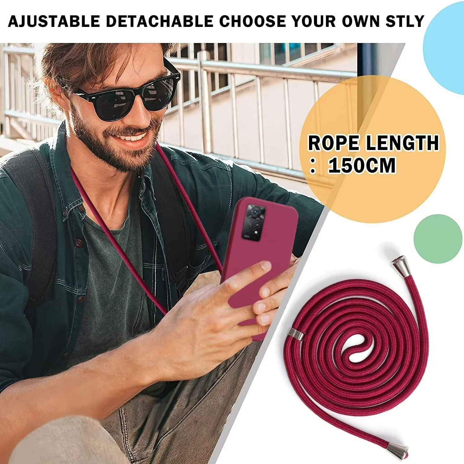 قاب محافظ سازگار با گوشی شیائومی ردمی نوت 11 پرو 4G/ردمی نوت 11 پرو 5G، گردنبند موبایل بند سیلیکونی قاب محافظ TPU برای ردمی نوت 11 پرو - قرمز