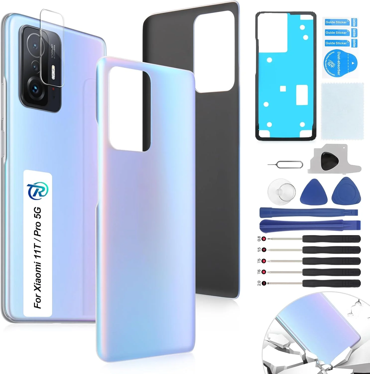 درب پشتی باتری گوشی شیائومی 11T / 11T Pro 5G به همراه ابزار تعمیر (آبی آسمانی)