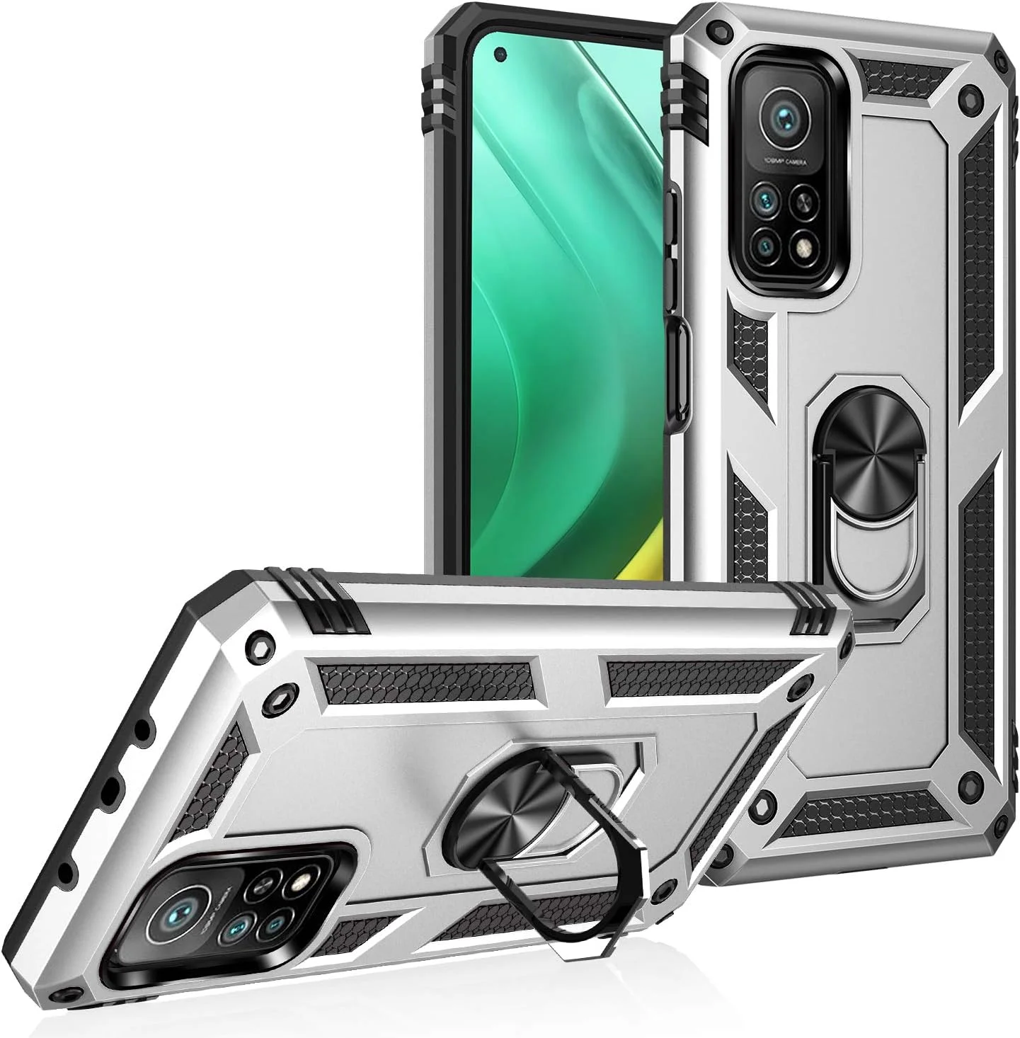 کاور محافظ شیائومی می 10T 5G / شیائومی می 10T Pro 5G با حلقه فلزی نگهدارنده، ضد ضربه، لبه سیلیکونی نرم، پشت PC سخت با صفحه فلزی برای هولدر مغناطیسی ماشین کاور محافظ شیائومی می 10T 5G / شیائومی می 10T Pro 5G با حلقه فلزی نگهدارنده، ضد ضربه، لبه سیلیکونی نرم، پشت PC سخت با صفحه فلزی برای هولدر مغناطیسی ماشین