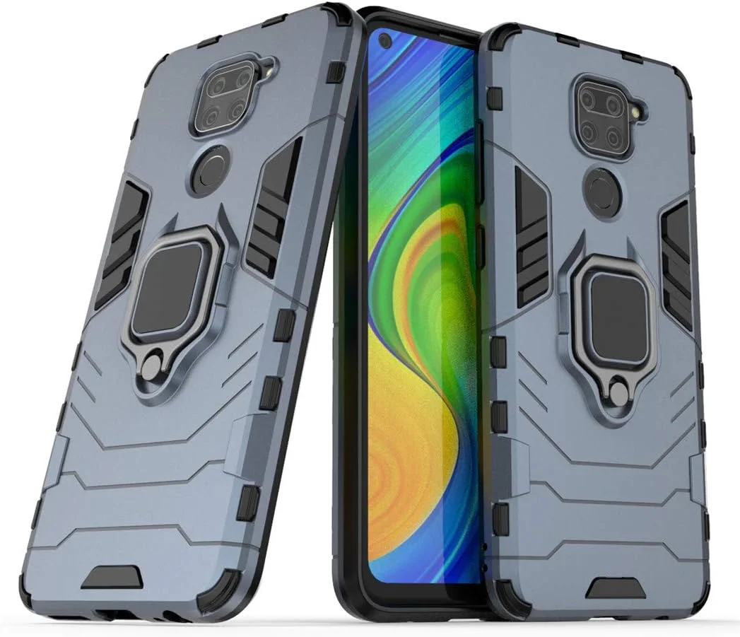 قاب محافظ دو لایه مقاوم MaiJin سازگار با گوشی شیائومی ردمی نوت 9 و ردمی 10X 4G، دارای حلقه فلزی و استند (سازگار با هولدر مغناطیسی خودرو) (آبی تیره) قاب محافظ دو لایه مقاوم MaiJin سازگار با گوشی شیائومی ردمی نوت 9 و ردمی 10X 4G، دارای حلقه فلزی و استند (سازگار با هولدر مغناطیسی خودرو) (آبی تیره)