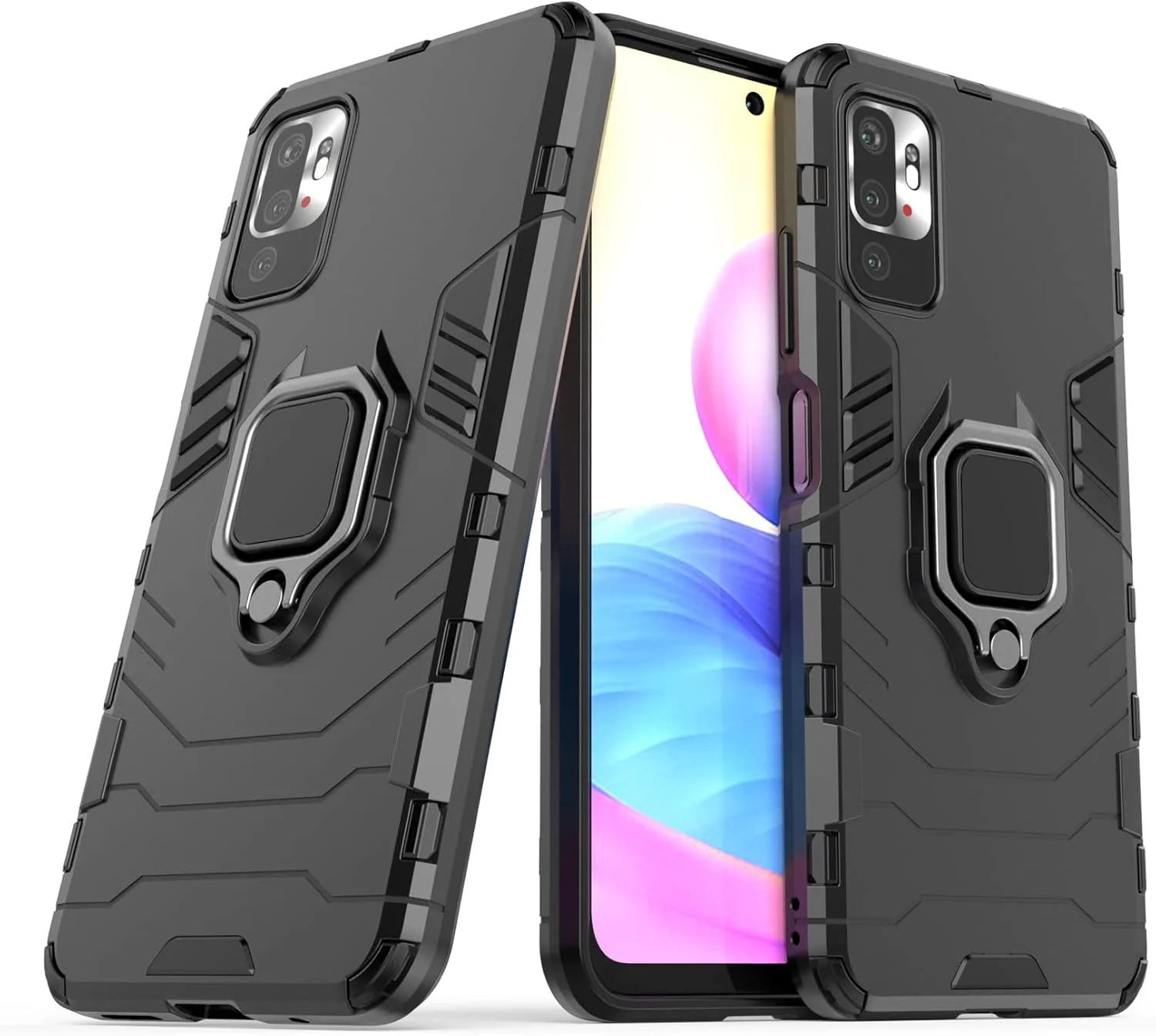 قاب محافظ هایبرید مقاوم در برابر ضربه مناسب برای گوشی شیائومی پوکو M3 پرو 5G/ردمی نوت 10 5G/نوت 10T 5G، کاور زرهی با پایه تاشو، مشکی قاب محافظ هایبرید مقاوم در برابر ضربه مناسب برای گوشی شیائومی پوکو M3 پرو 5G/ردمی نوت 10 5G/نوت 10T 5G، کاور زرهی با پایه تاشو، مشکی