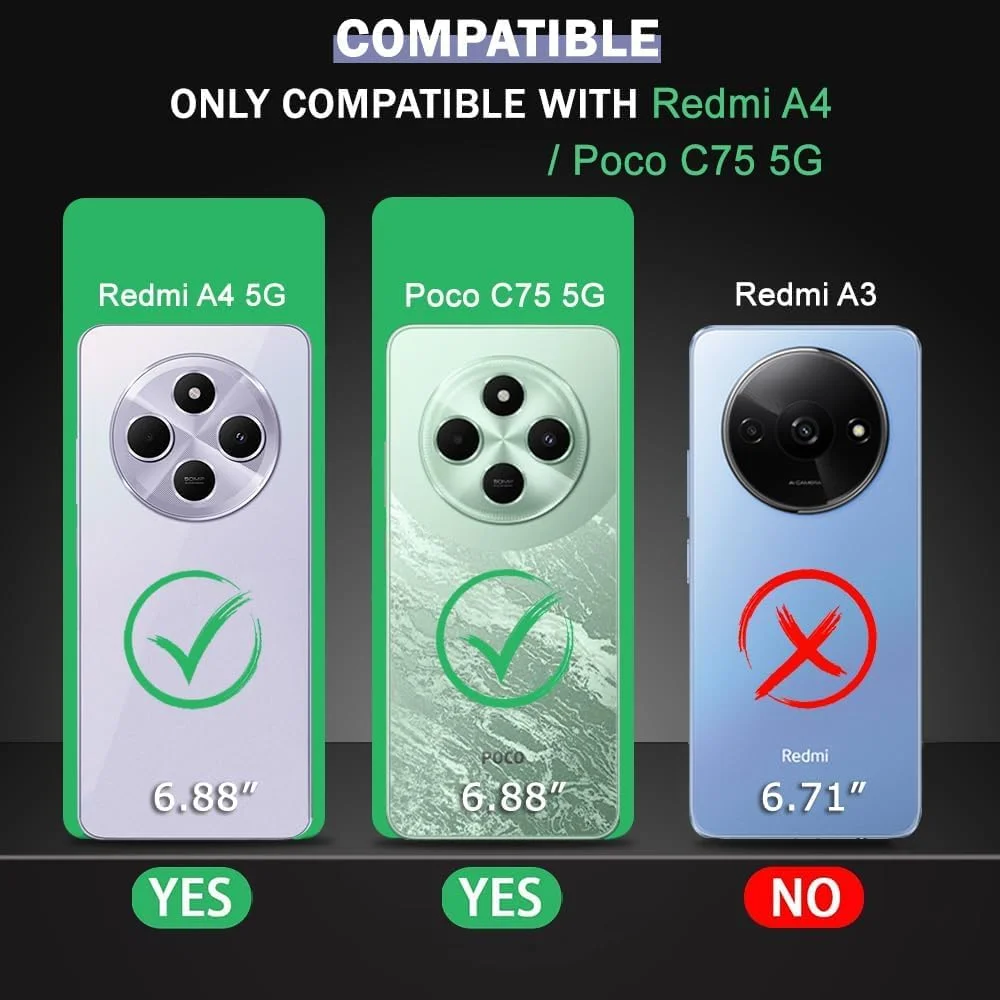 کاور محافظ ژله ای Zege مناسب برای گوشی شیائومی Redmi A4 / Redmi 14C / Poco C75، ساخته شده از TPU نرم و سیلیکون، سبک و مقاوم در برابر ضربه، با محافظت از دوربین، طراحی شده برای Redmi A4 / Redmi 14C / Poco C75 (مشکی) کاور محافظ ژله ای Zege مناسب برای گوشی شیائومی Redmi A4 / Redmi 14C / Poco C75، ساخته شده از TPU نرم و سیلیکون، سبک و مقاوم در برابر ضربه، با محافظت از دوربین، طراحی شده برای Redmi A4 / Redmi 14C / Poco C75 (مشکی)