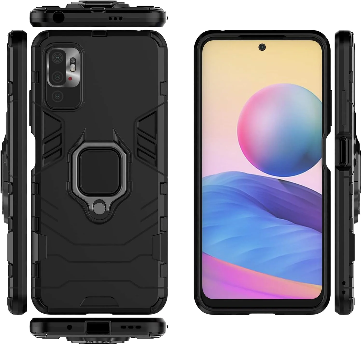 قاب محافظ هایبرید مقاوم در برابر ضربه مناسب برای گوشی شیائومی پوکو M3 پرو 5G/ردمی نوت 10 5G/نوت 10T 5G، کاور زرهی با پایه تاشو، مشکی قاب محافظ هایبرید مقاوم در برابر ضربه مناسب برای گوشی شیائومی پوکو M3 پرو 5G/ردمی نوت 10 5G/نوت 10T 5G، کاور زرهی با پایه تاشو، مشکی