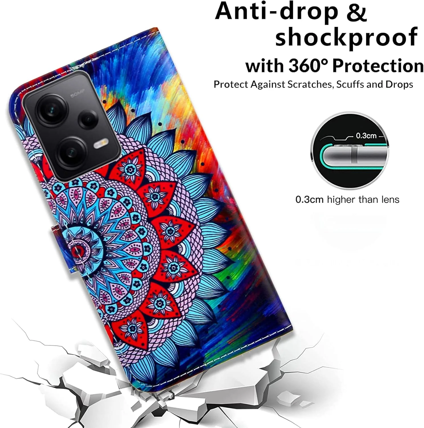 کیف چرمی SHIYENA برای گوشی شیائومی Poco X5 Pro/Redmi Note 12 Pro 5G، کیف محافظ ضد ضربه با قابلیت نگهداری کارت و استند