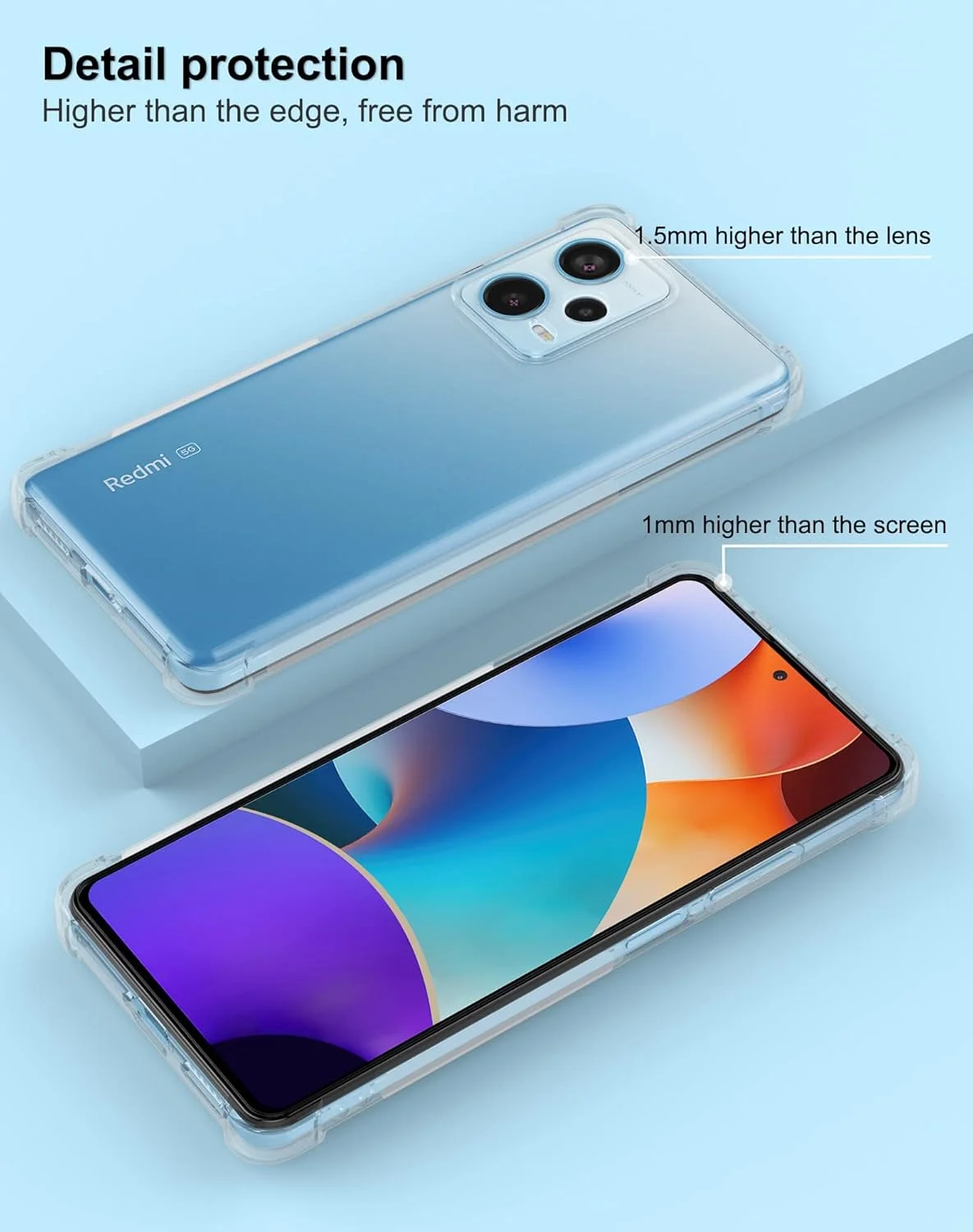 کاور محافظ سیلیکونی نرم و ژله‌ای مقاوم در برابر خراش با گوشه‌های تقویت شده برای گوشی شیائومی Redmi Note 12 Pro Plus/Pro+ 5G مدل 2023 (شفاف)