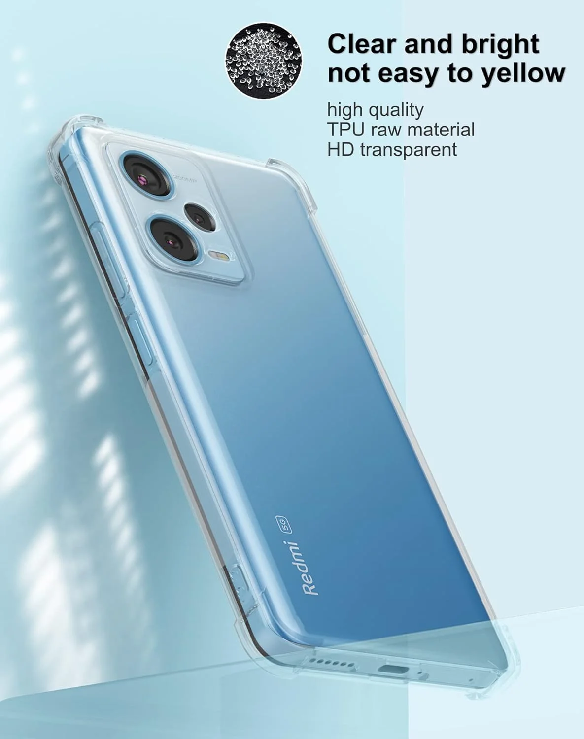 کاور محافظ سیلیکونی نرم و ژله‌ای مقاوم در برابر خراش با گوشه‌های تقویت شده برای گوشی شیائومی Redmi Note 12 Pro Plus/Pro+ 5G مدل 2023 (شفاف)