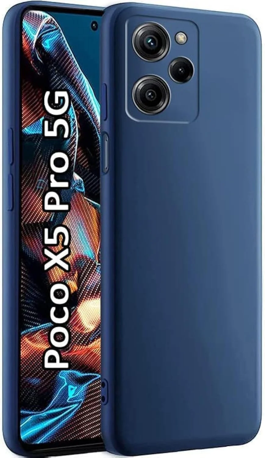 قاب محافظ گوشی شیائومی پوکو X5 پرو، آبی، باریک، پوشش پشتی نرم، TPU، سیلیکونی انعطاف پذیر، پوشش مات برای شیائومی پوکو X5 پرو (آبی) از EMODIL