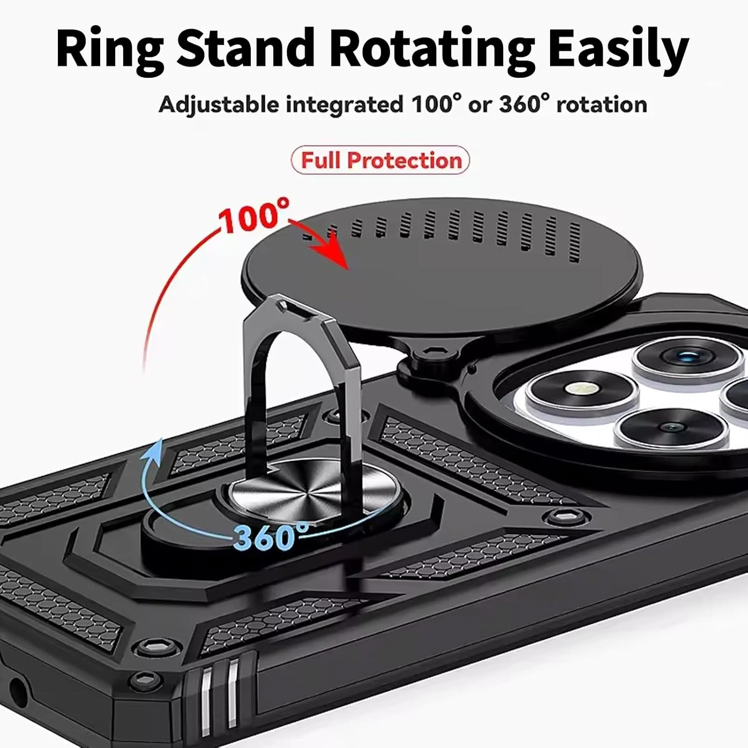 کاور محافظ گوشی شیائومی پوکو X7 5G به همراه محافظ صفحه نمایش شیشه ای، دارای استند انگشتی و پوشش کشویی دوربین، مقاوم در برابر سقوط، محافظت سنگین [1+2 تکه]