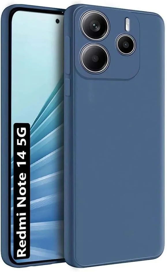 قاب محافظ ژله ای مایع برای شیائومی ردمی نوت 14 5G، قاب ضربه گیر لاستیکی با پوشش داخلی میکروفیبر نرم، پوشش محافظ ضد ضربه باریک و سخت برای ردمی نوت 14 (آبی)