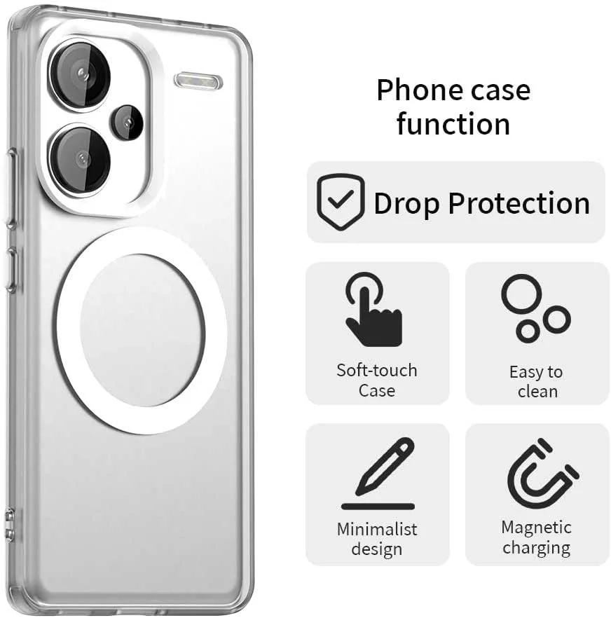 کاور محافظ گوشی شیائومی ردمی نوت 13 پرو پلاس 5G، طراحی باریک، ضد اثر انگشت، ضد ضربه و نیمه شفاف - سفید