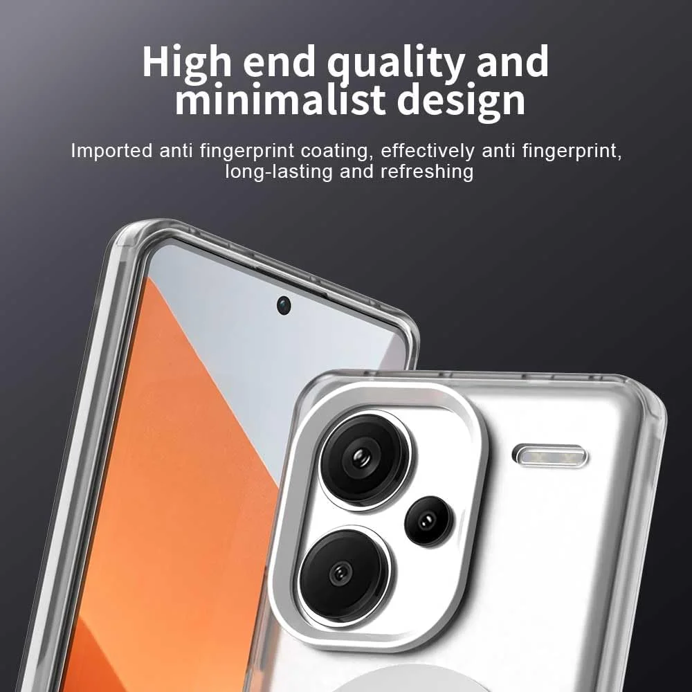 کاور محافظ گوشی شیائومی ردمی نوت 13 پرو پلاس 5G، طراحی باریک، ضد اثر انگشت، ضد ضربه و نیمه شفاف - سفید