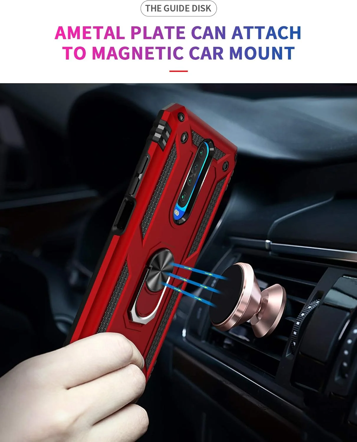 قاب گوشی سوراکا برای شیائومی پوکو ایکس 2 با پایه انگشتی چرخان 360 درجه، سیلیکونی نرم و باریک، ضد ضربه، ضد اثر انگشت، دارای صفحه فلزی برای نگهدارنده مغناطیسی گوشی ماشین