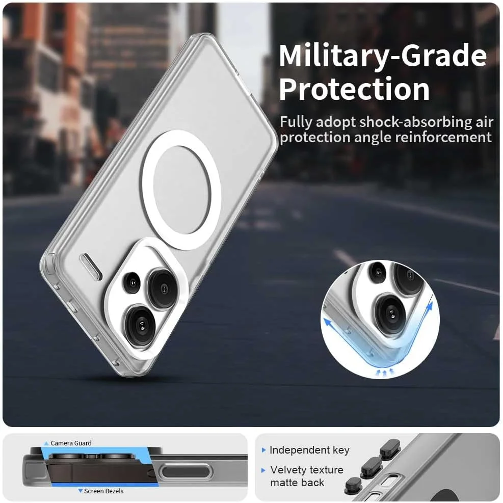 کاور محافظ گوشی شیائومی ردمی نوت 13 پرو پلاس 5G، طراحی باریک، ضد اثر انگشت، ضد ضربه و نیمه شفاف - سفید