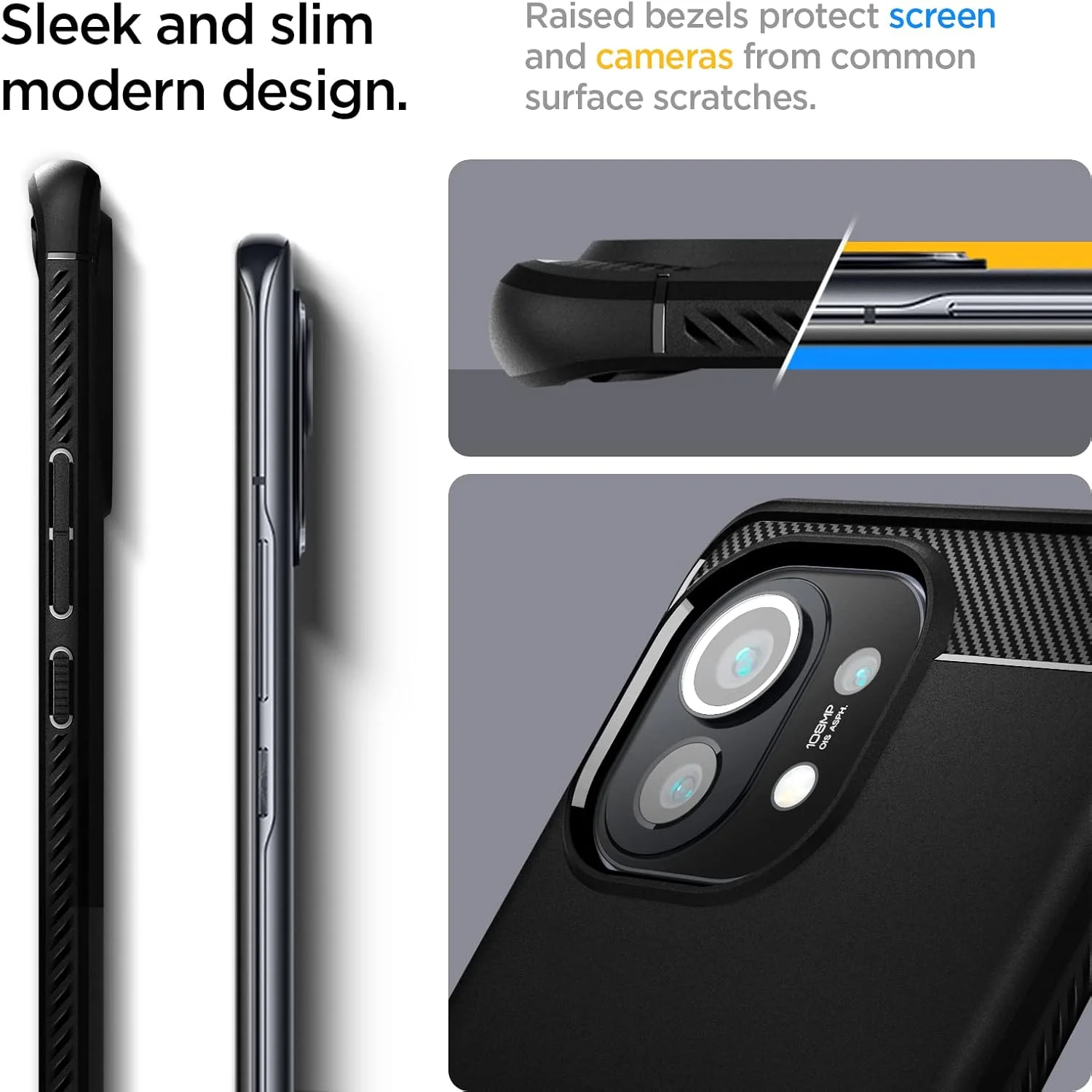 کاور محافظ مقاوم Spigen Rugged Armor مناسب برای شیائومی Mi 11 (2021) - مشکی مات