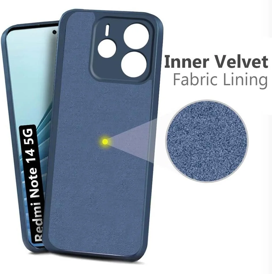 قاب محافظ ژله ای مایع برای شیائومی ردمی نوت 14 5G، قاب ضربه گیر لاستیکی با پوشش داخلی میکروفیبر نرم، پوشش محافظ ضد ضربه باریک و سخت برای ردمی نوت 14 (آبی)