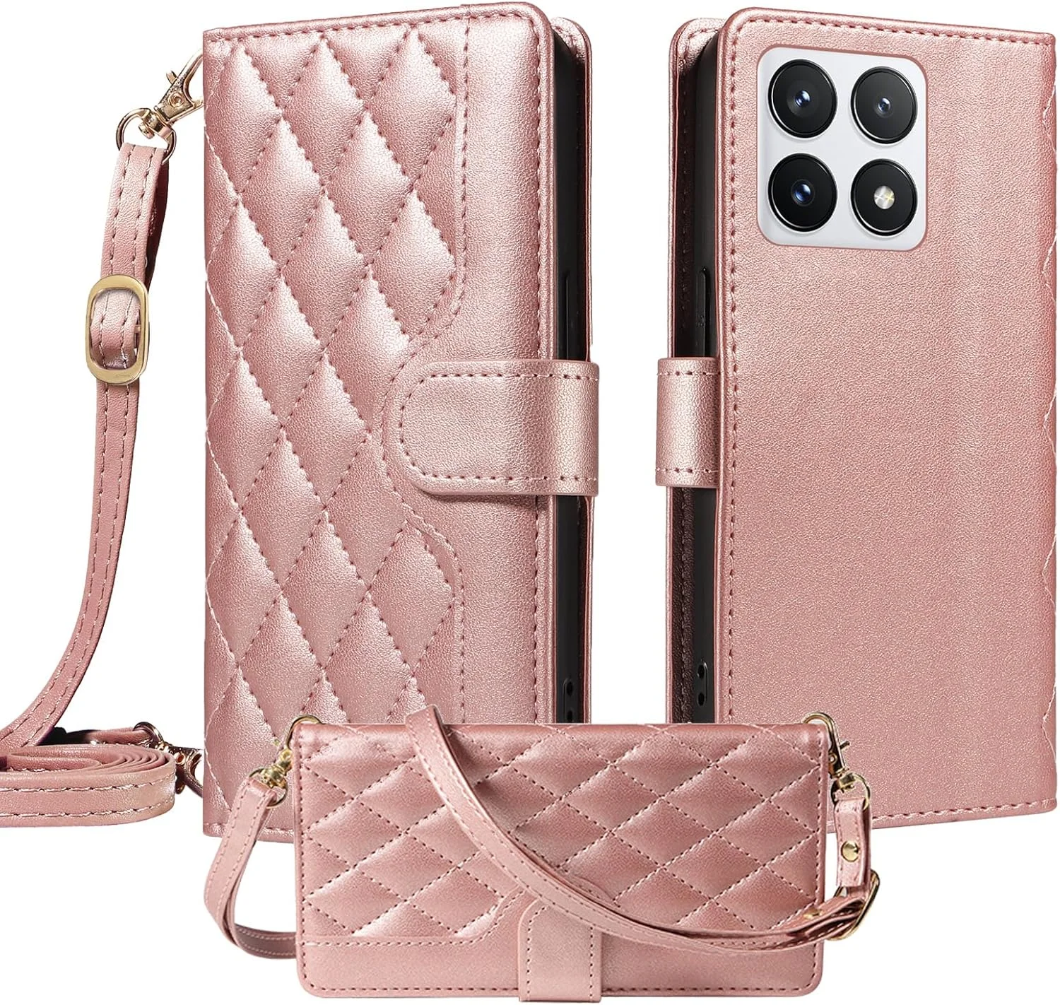 کیف گوشی سازگار با شیائومی 14T Pro 5G، کیف تاشو [دارای 3 جای کارت][2 بند مچی][1 محافظ صفحه نمایش] کیف گوشی چرمی PU مغناطیسی ضد ضربه، آبی