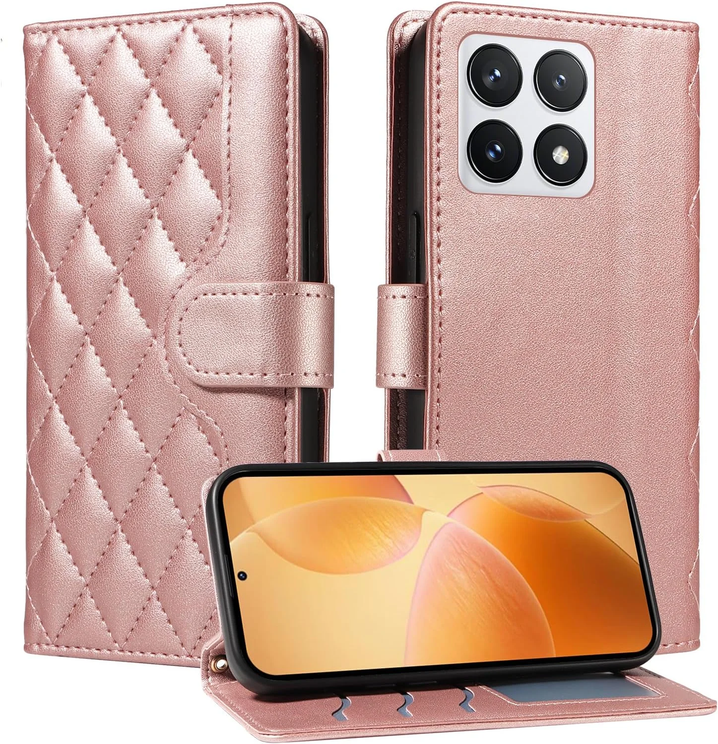 کیف گوشی سازگار با شیائومی 14T Pro 5G، کیف تاشو [دارای 3 جای کارت][2 بند مچی][1 محافظ صفحه نمایش] کیف گوشی چرمی PU مغناطیسی ضد ضربه، آبی