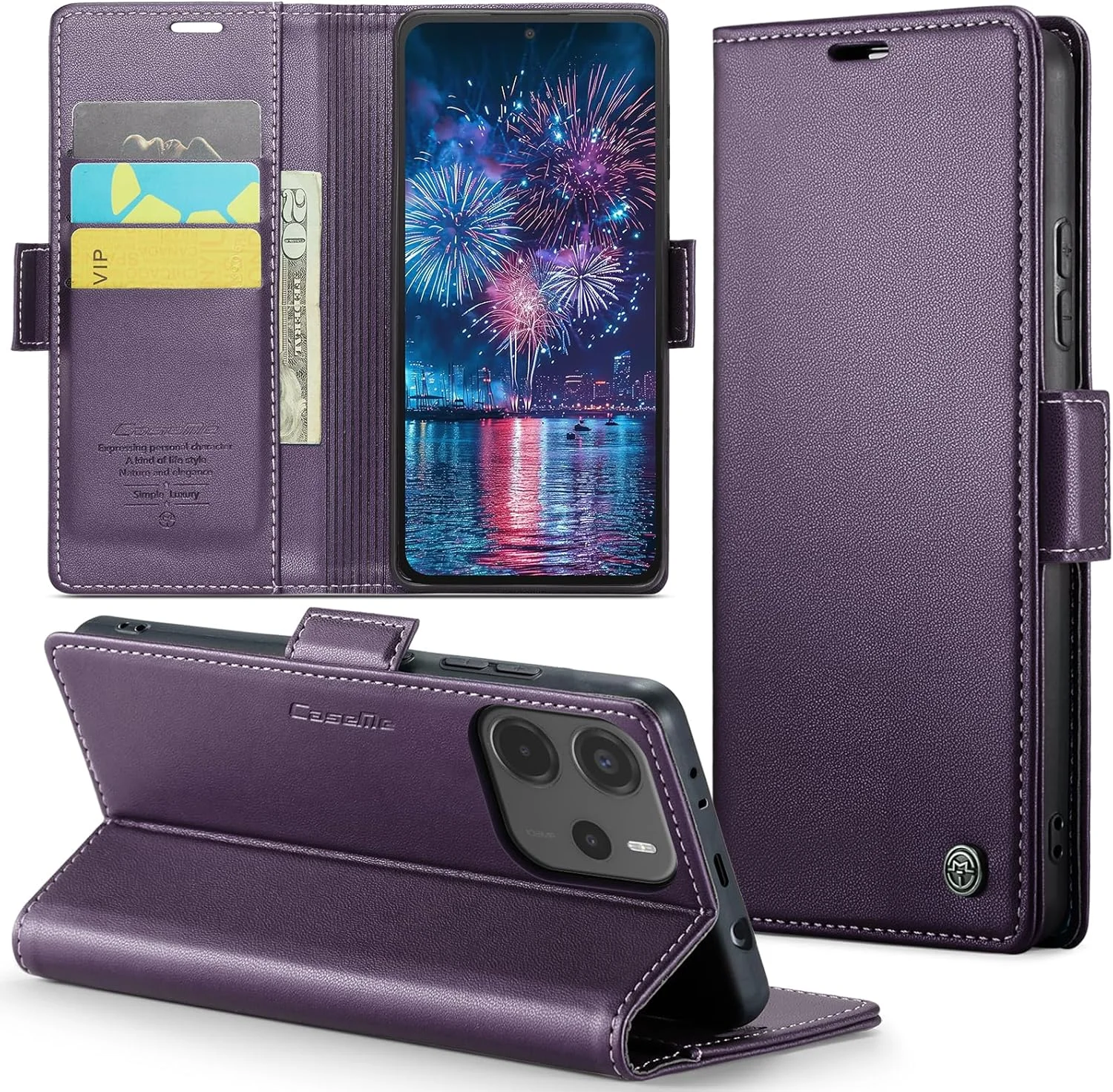 کیف چرمی محافظ گوشی شیائومی ردمی نوت 14 4G با قابلیت مسدود کردن RFID و استند - بنفش کیف چرمی محافظ گوشی شیائومی ردمی نوت 14 4G با قابلیت مسدود کردن RFID و استند - بنفش