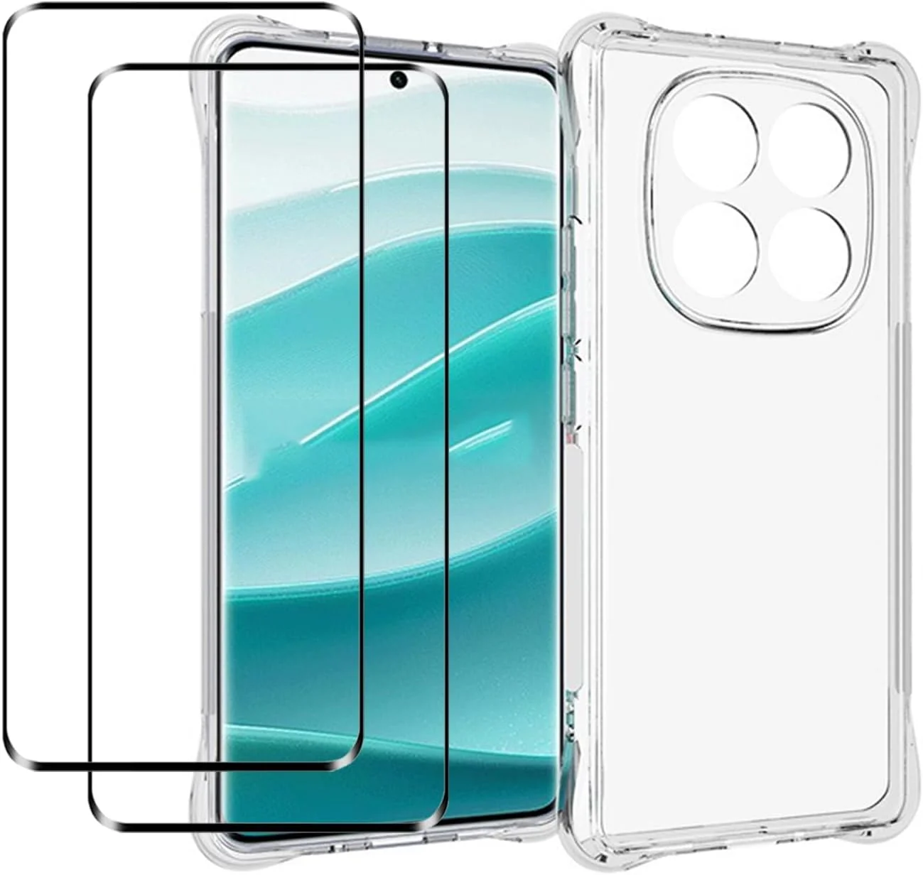 قاب محافظ شفاف گوشی ردمی نوت 14 پرو 5G / شیائومی پوکو X7 5G به همراه محافظ صفحه نمایش (2 عدد)، باریک، مقاوم در برابر ضربه، TPU با لبه های نرم و گوشه های تقویت شده