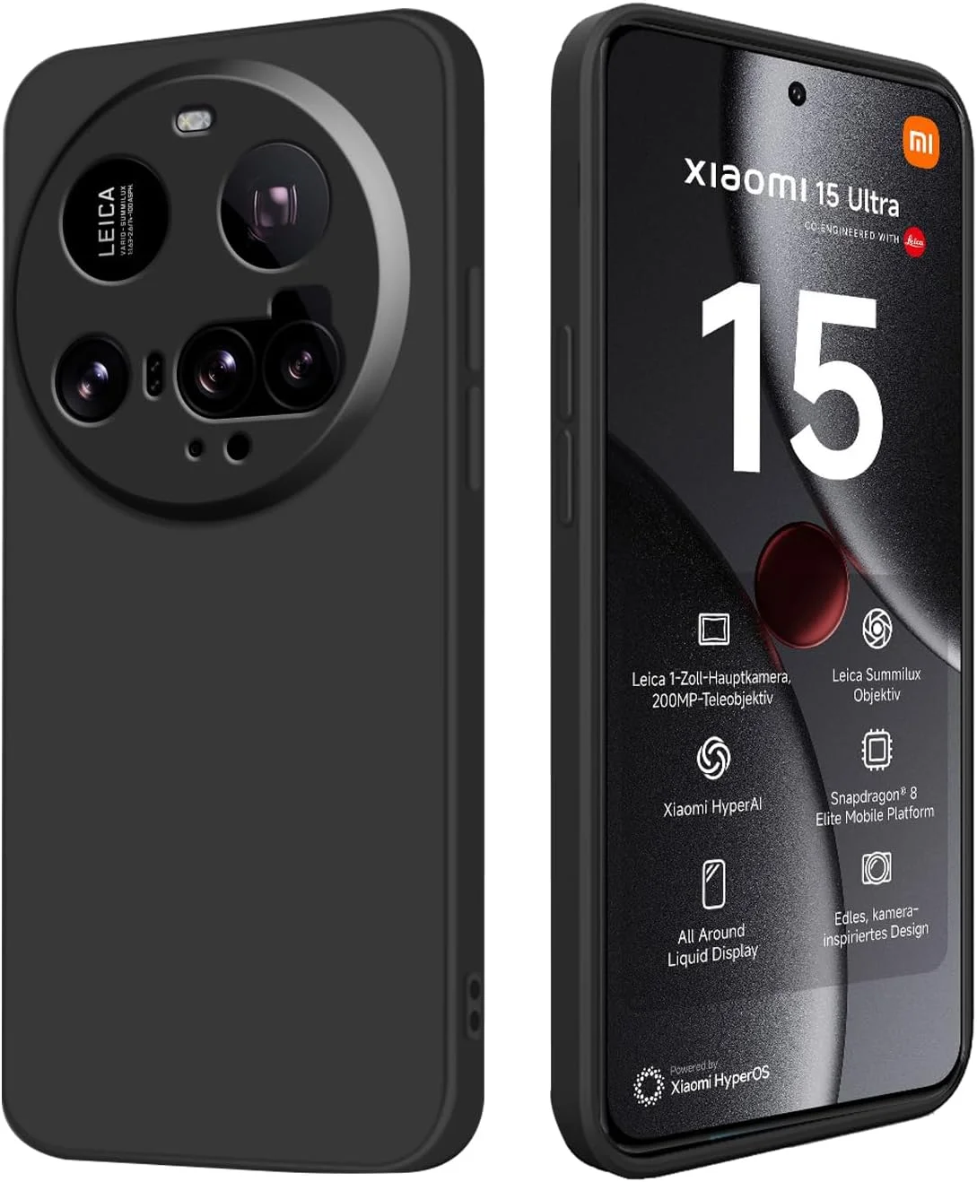 کاور سیلیکونی برای شیائومی 15 اولترا، نرم، مقاوم در برابر ضربه، ضد خش - مشکی