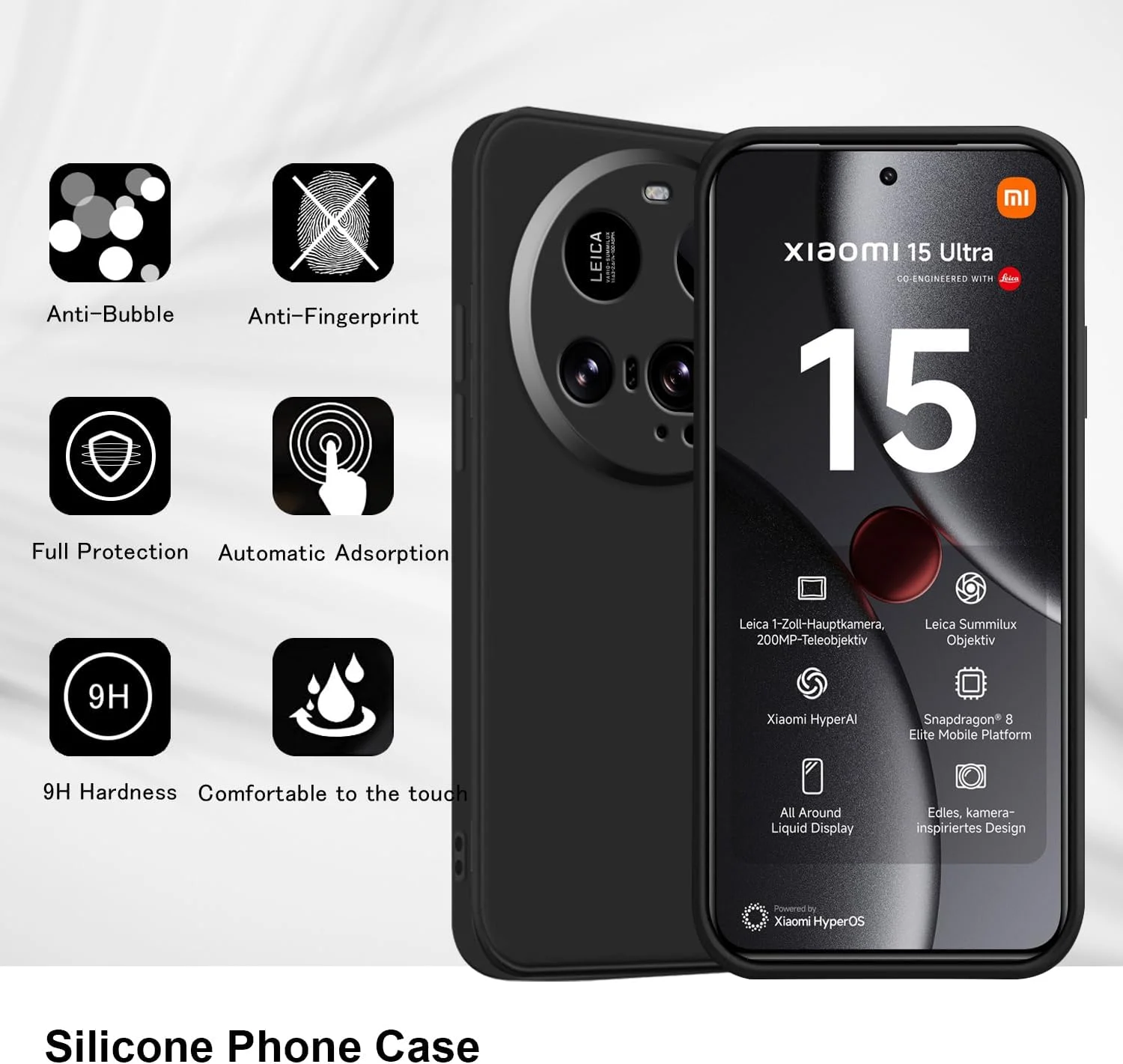 کاور سیلیکونی برای شیائومی 15 اولترا، نرم، مقاوم در برابر ضربه، ضد خش - مشکی کاور سیلیکونی برای شیائومی 15 اولترا، نرم، مقاوم در برابر ضربه، ضد خش - مشکی