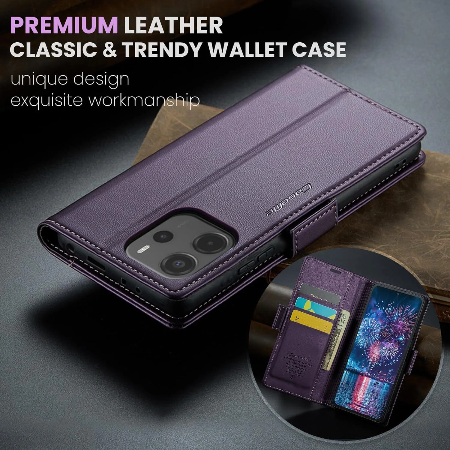 کیف چرمی محافظ گوشی شیائومی ردمی نوت 14 4G با قابلیت مسدود کردن RFID و استند - بنفش کیف چرمی محافظ گوشی شیائومی ردمی نوت 14 4G با قابلیت مسدود کردن RFID و استند - بنفش